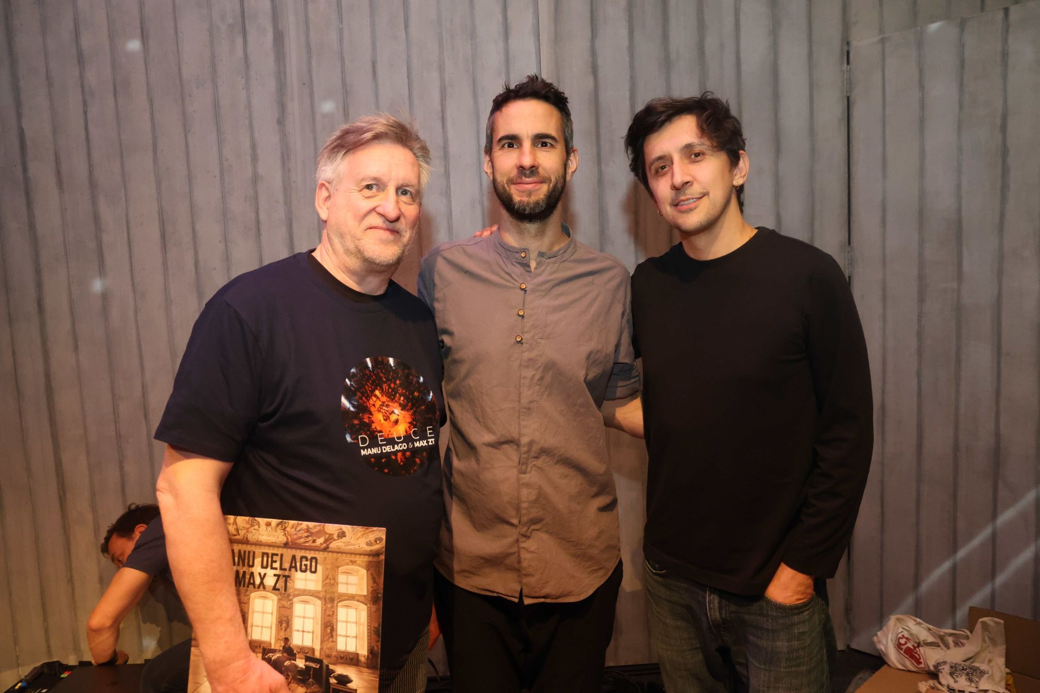 Geburtstagskine Amrin Weber, Manuel Delago und Max TZ.