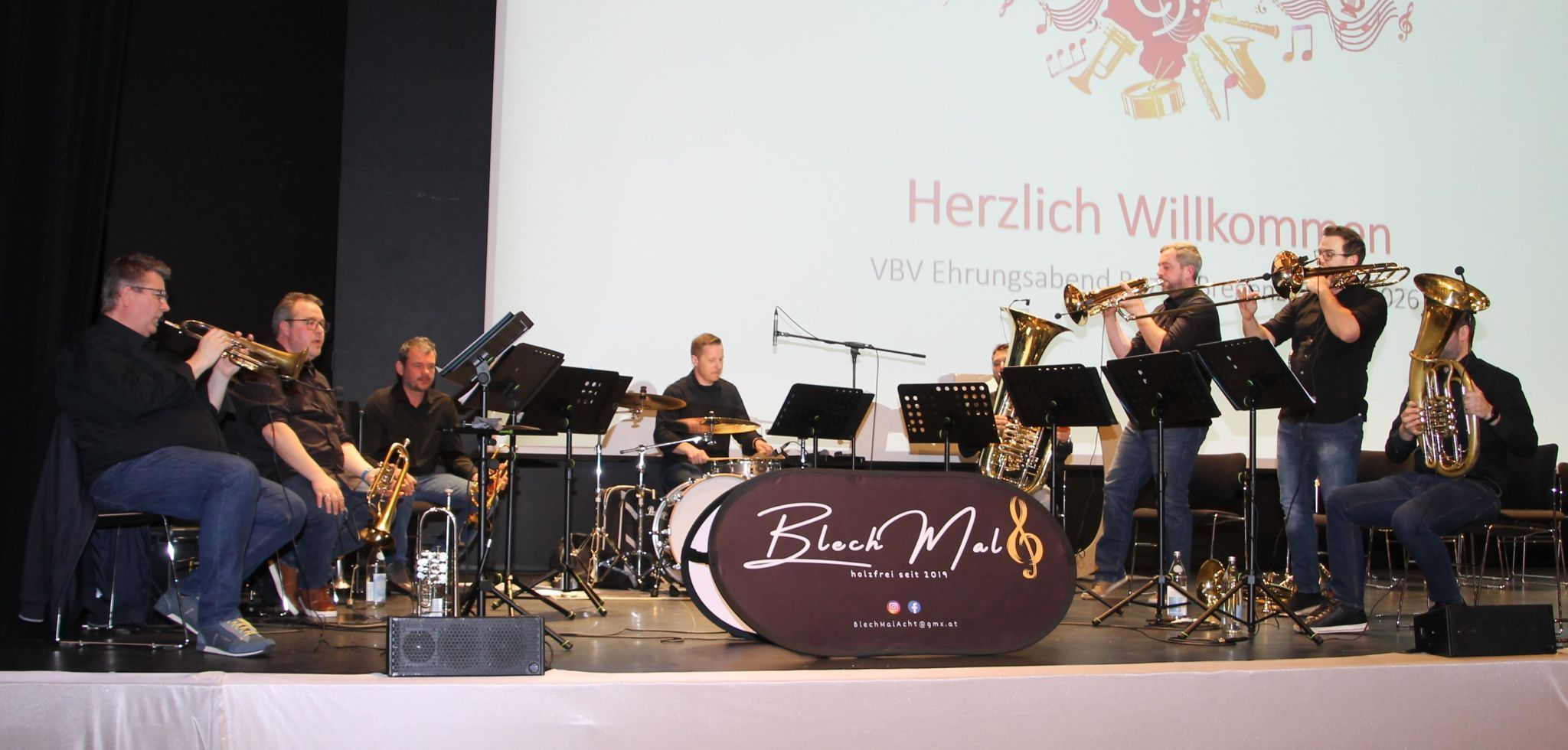 Das Ensemble „BlechMal8“ bot einen bunten Mix an Unterhaltung beim 13. Ehrungsabend des VBV Bezirk Bregenz.