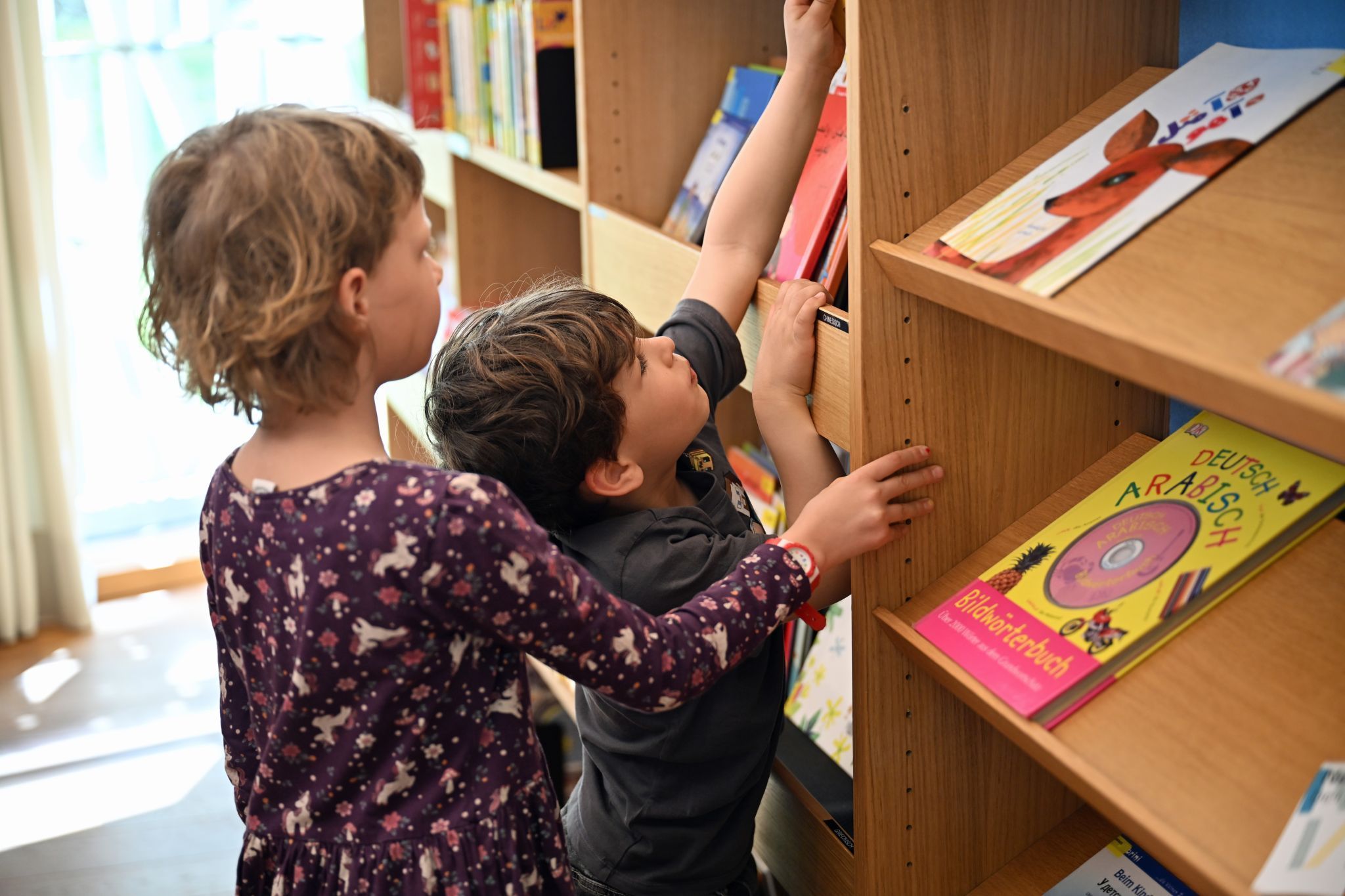 Zwischen Regalen und Tierlexika stöberten die Kinder nach spannenden Fakten über Frösche und ihre Lebenswelt.