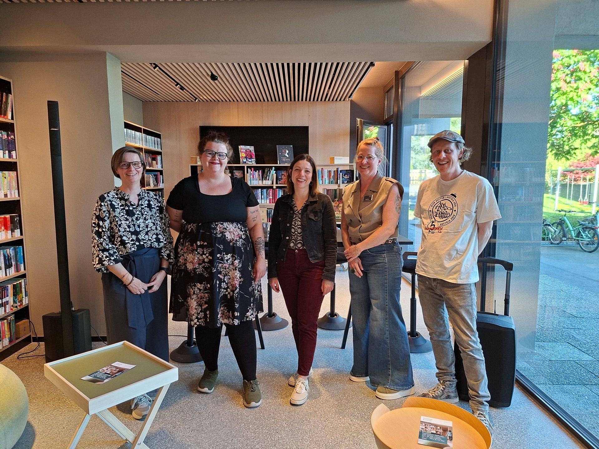 Diskutierten mit den Gästen zu diesem Thema: Katy Bayer (Moderation), Theresia Gröchenig, Tamara Gallaun, Nadine Obazuaye (Bibliothek), Claudio Herburger.  (Quelle: Bibliothek)