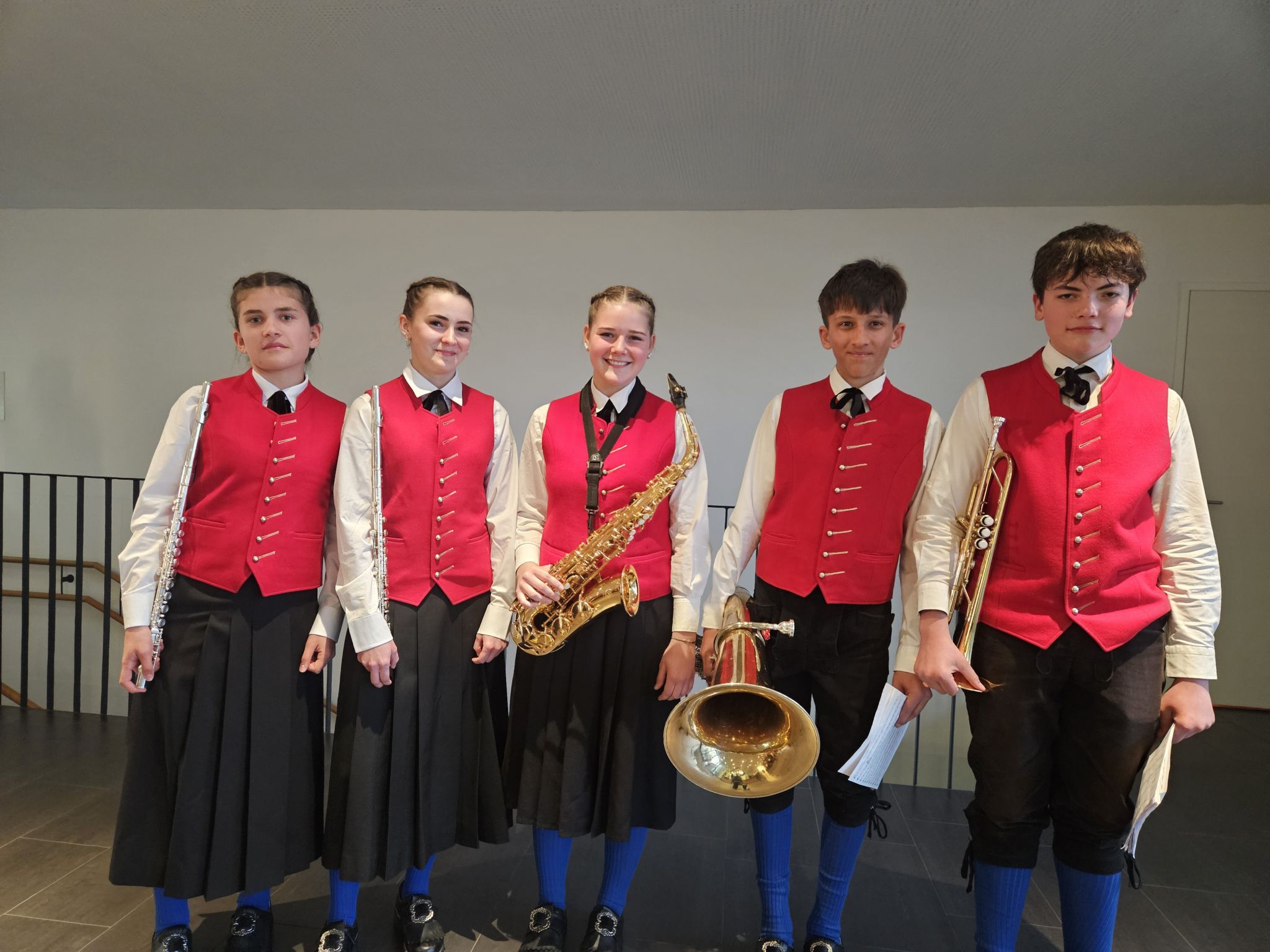 Erstes Konzert mit dem Musikverein für Timna, Jana, Johanna, Kilian und Pius.