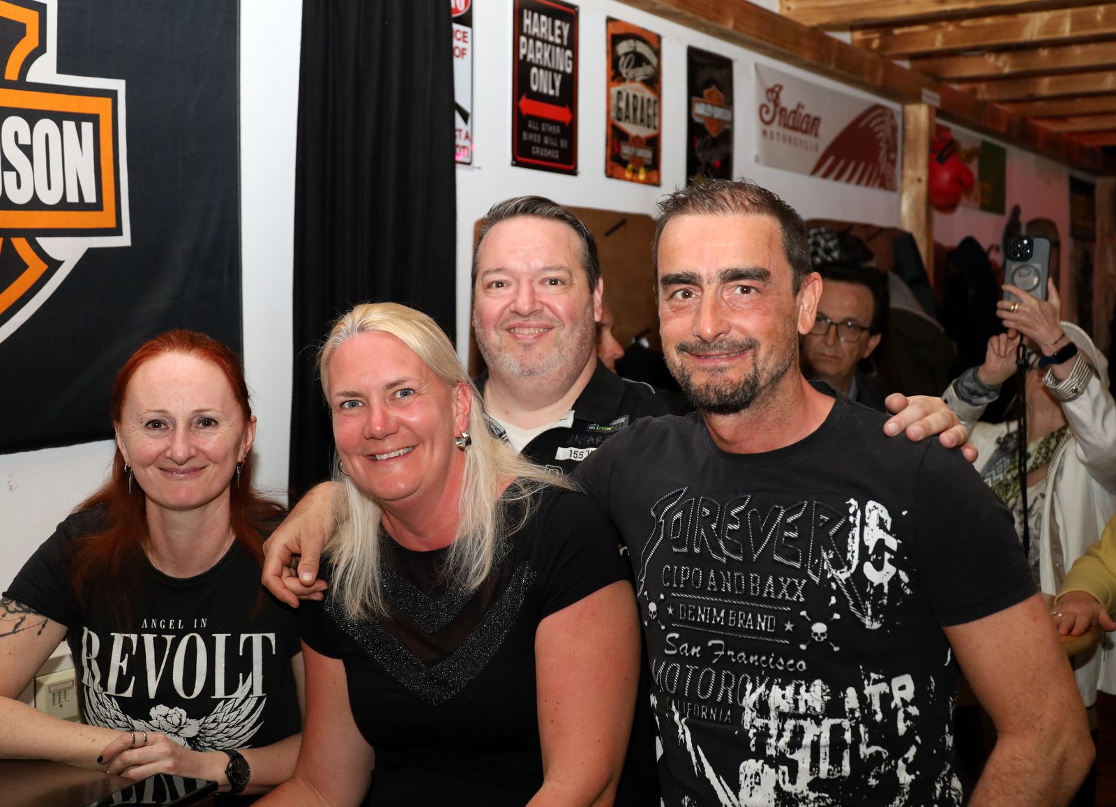 Sandra Valandro, Brigitte Moosbrugger, Franz Valandro und Jan Moosbrugger (vlnr)bei den Eisenreitern