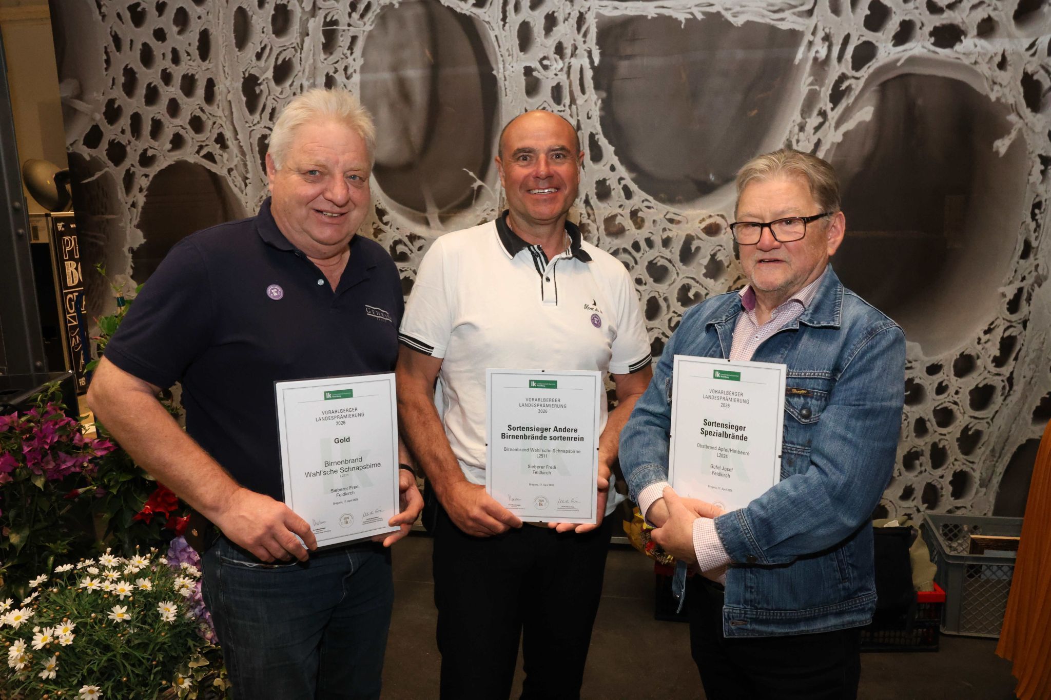 Feldkircher Sortensieger: Joachim Walser, Fredi Sieberer und Josef Güfel.