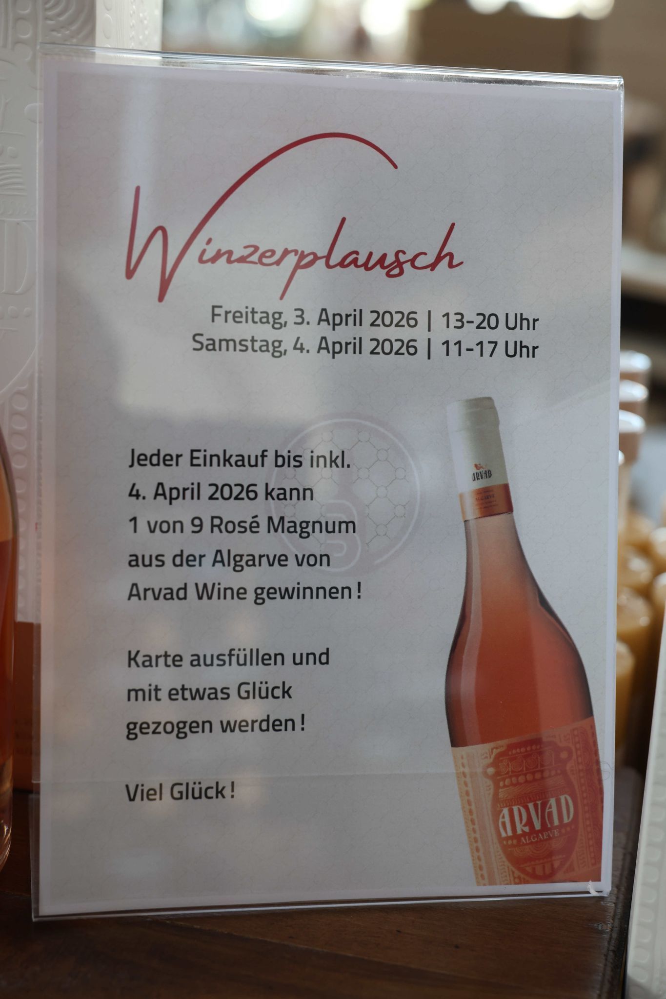 Gewinnspiel für alle Wein- oder Spirituosenkäufer.