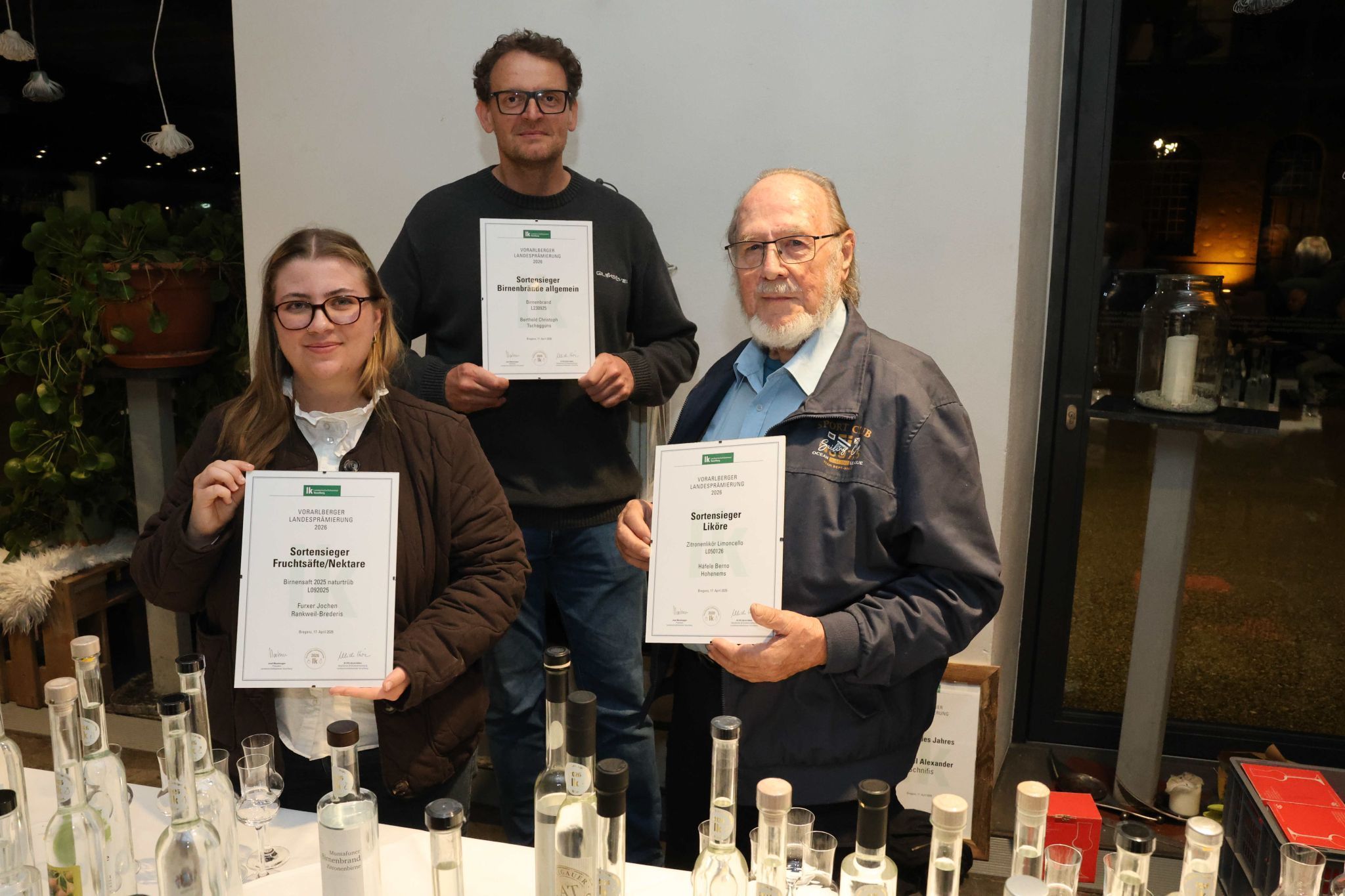 Sortensieger Anna Furxer (in Vertretung von Jochen, Brederis), Christoph Berthold (Tschagguns) und Berno Häfele (Hohenems).