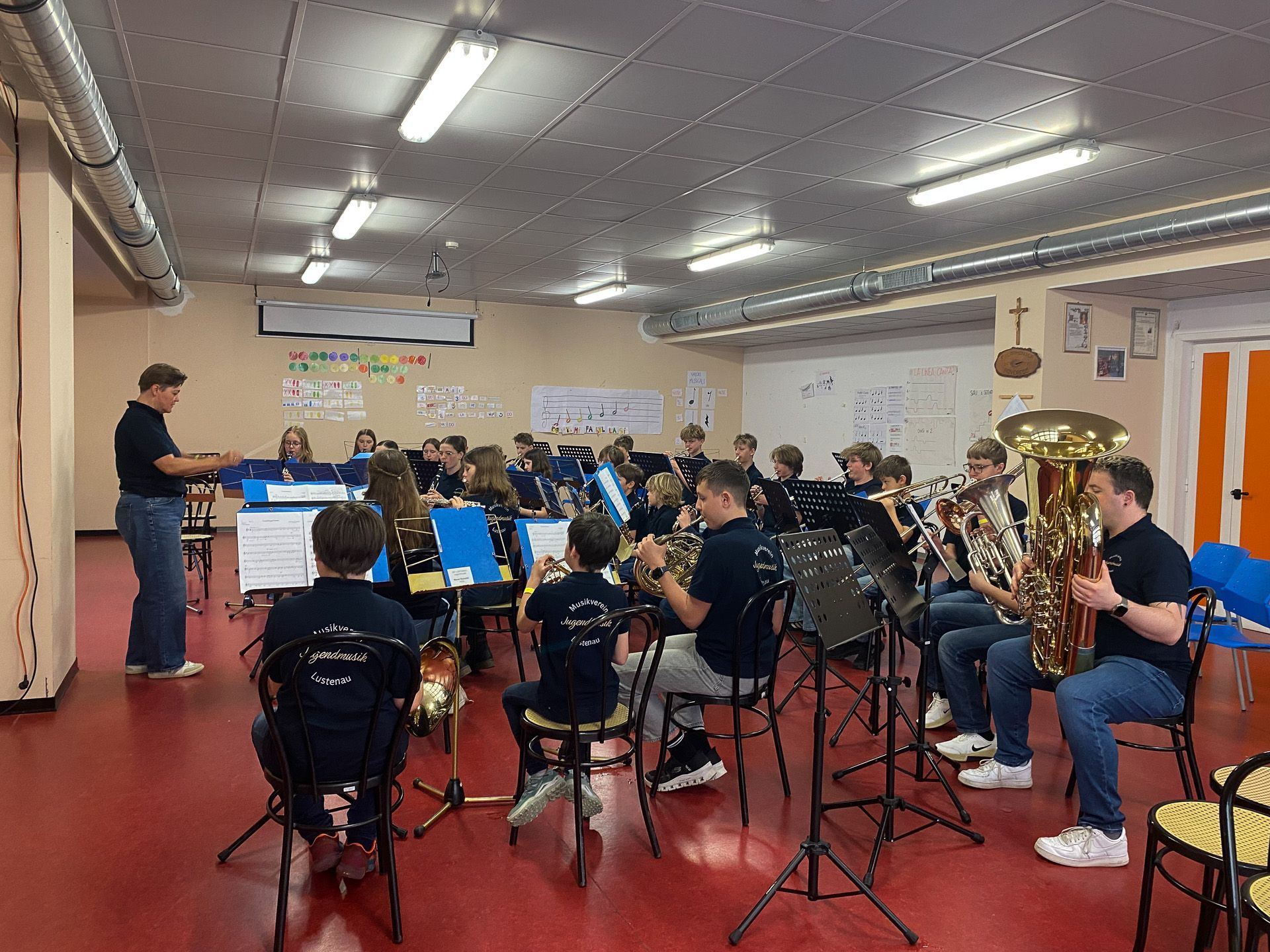 Kurz vor dem Auftritt wurde nochmals geprobt. (Quelle: MV Lustenau)