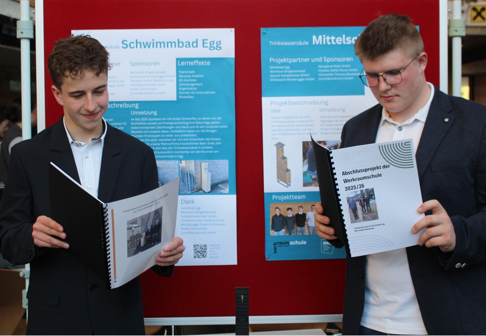 Die Projekte Egg Schwimmbad (Manuel Bischof) und Egg Mittelschule (Alwin Zwerger).   