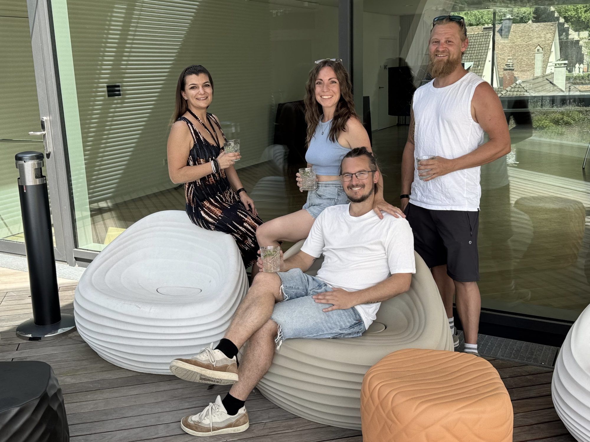 Das Organisations-Team mit Adrian und Franziska Hammerer, Angela Malsiner und Daniel Kanzi.
