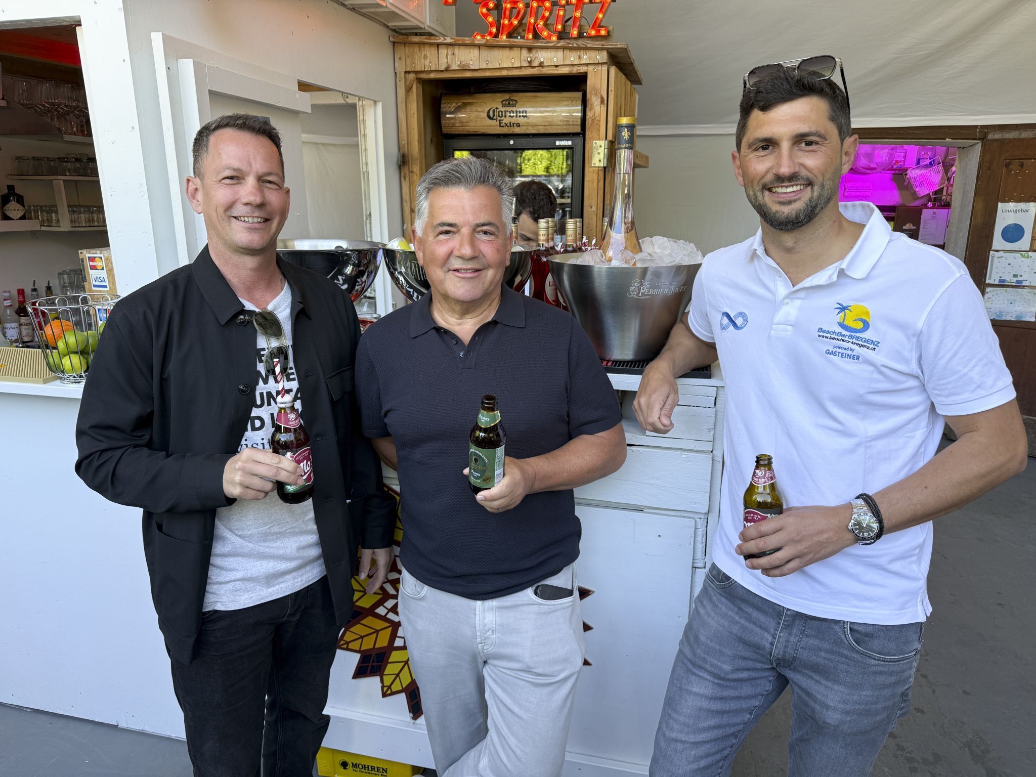 Robert S. Salant, Martin Berthold und Stefan Köb erklärten die Beachbar-Saison 2026 für eröffnet