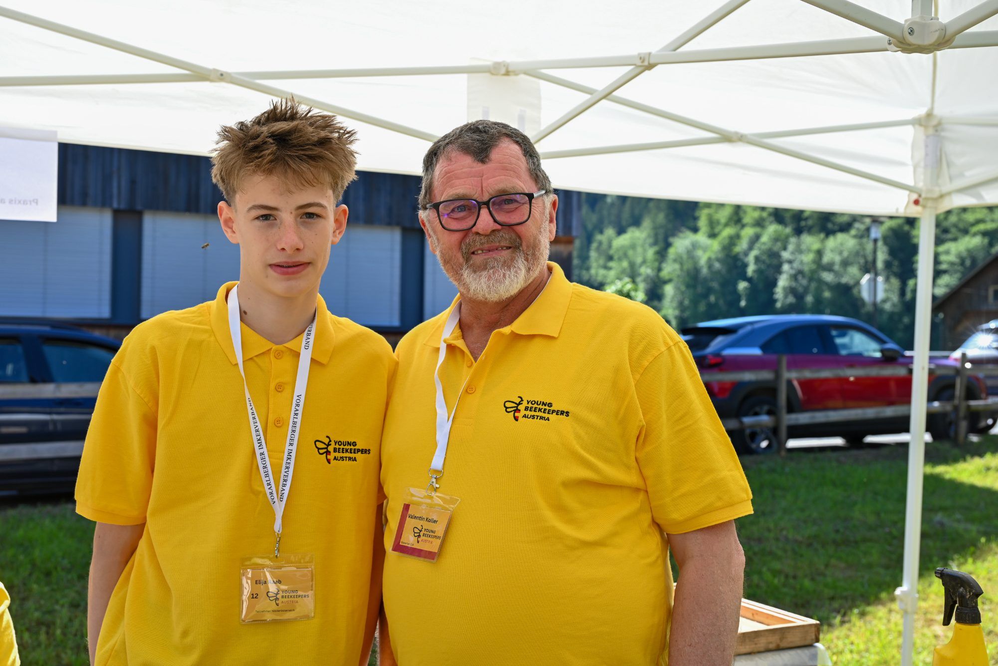 Kennen sich schon von einigen Bundeswettbewerben. Elija Raab und Prüfer Valentin Koller aus Kärnten.