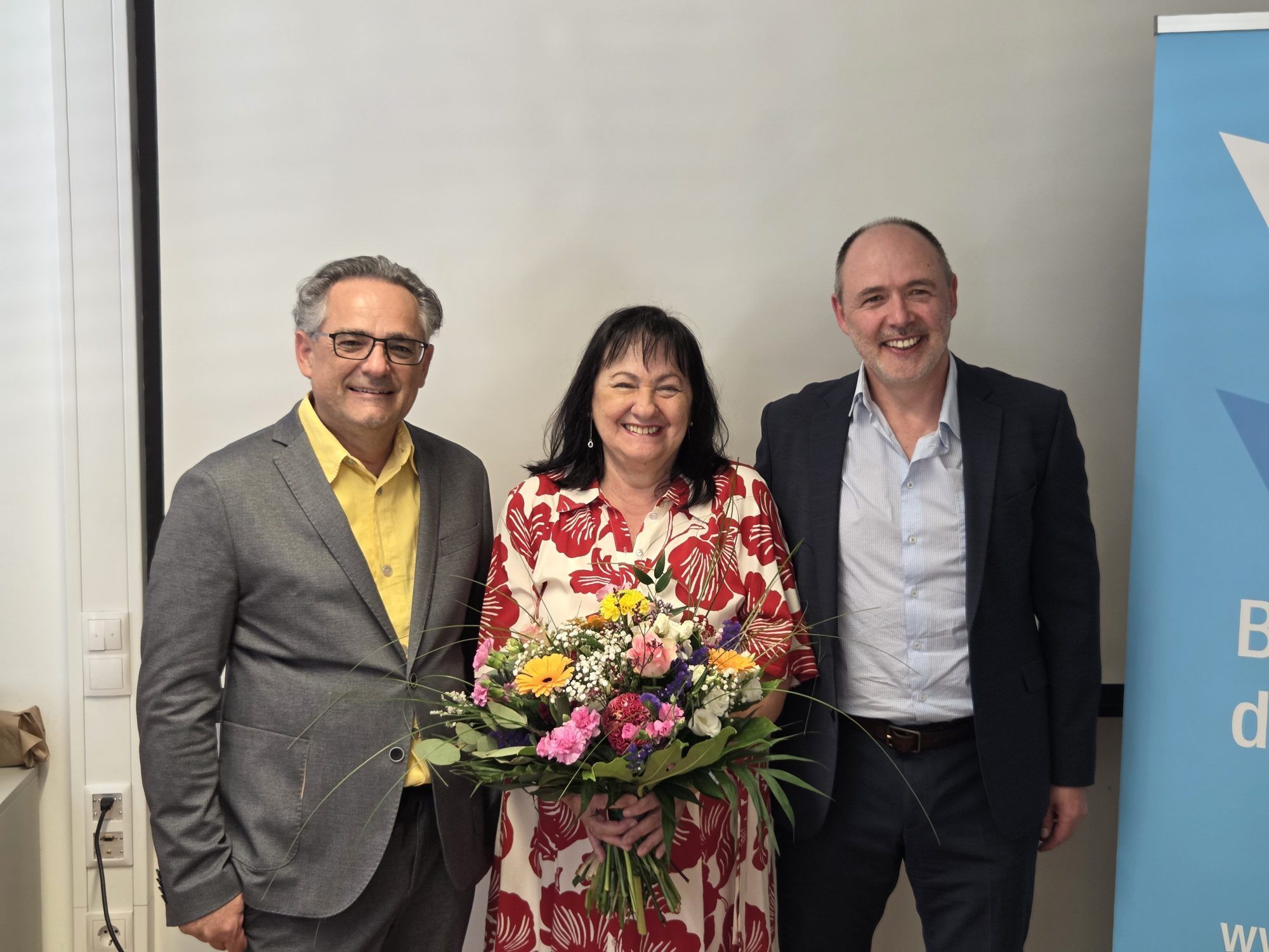 Neo-Obmann Dir. Gerald Fenkart (li.) mit seiner Vorgängerin Olga Pircher und GF Patrick Burtscher (Foto OS)