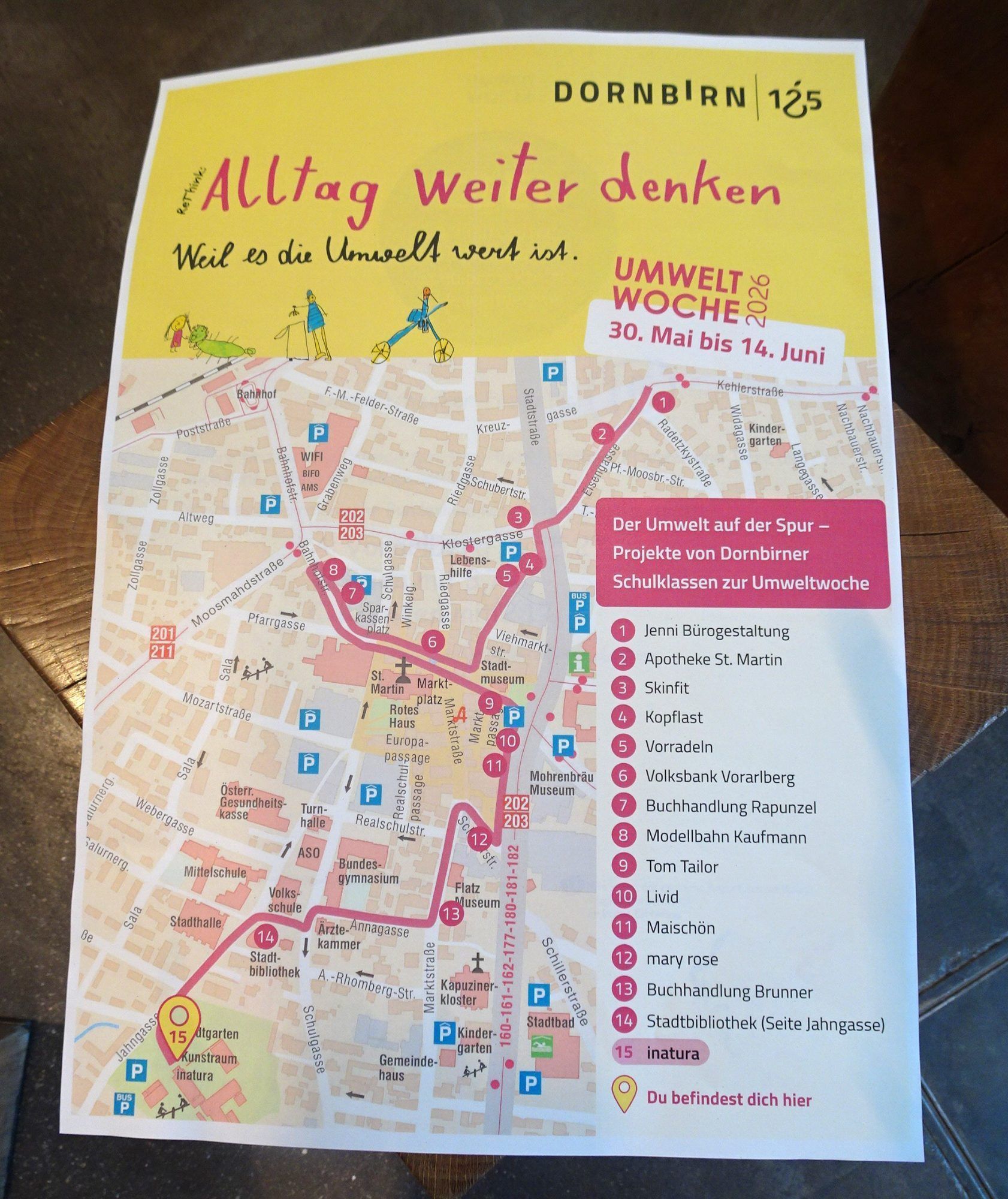 15 Stationen führen durch die Dornbirner Innenstadt. 
