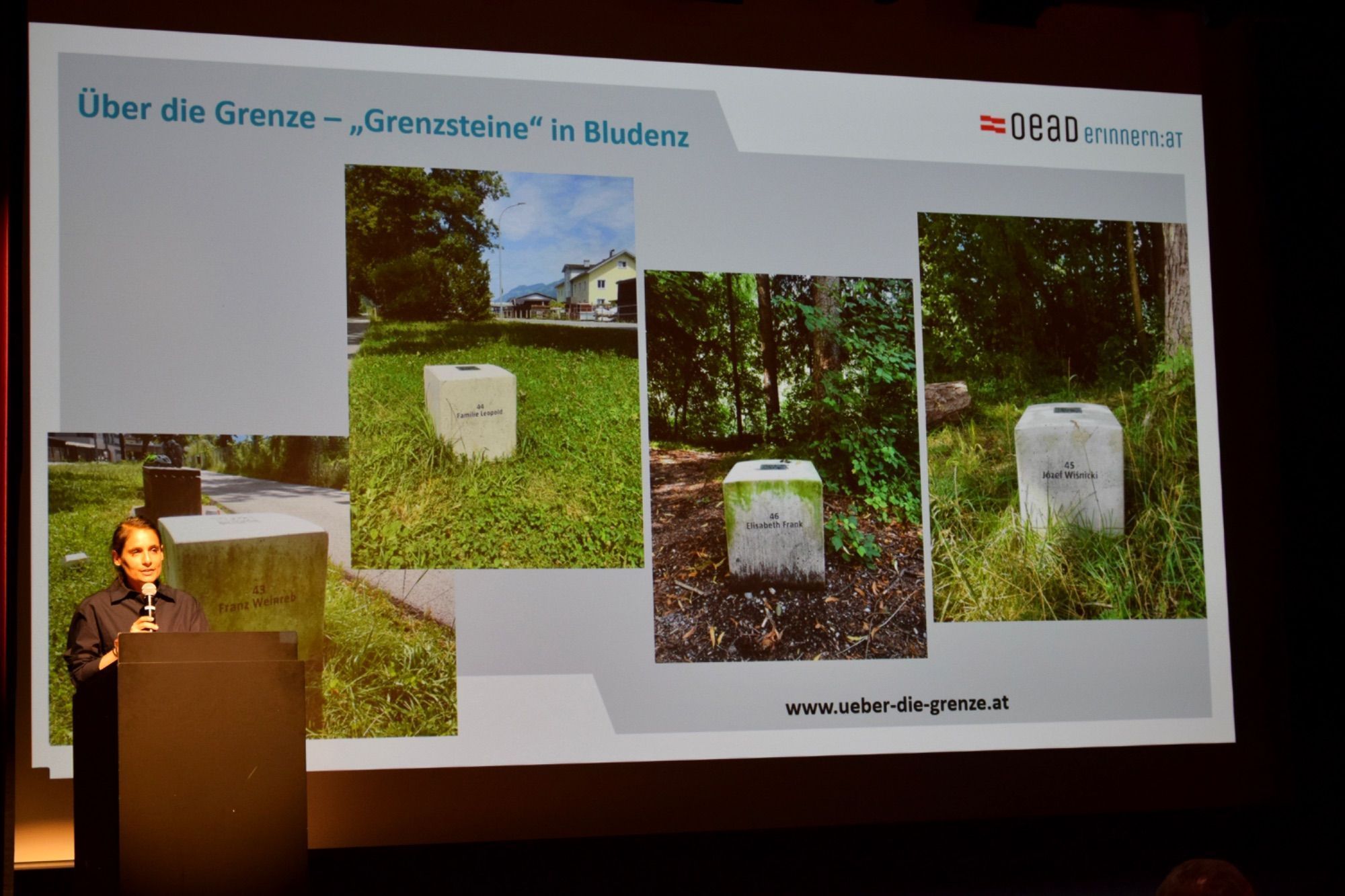 Victoria Kumar: „Unter den mehr als 280 Gedenkzeichen in Vorarlberg sind rund 80 sogenannte „Grenzsteine“ des Projektes „Über die Grenze“ des Jüdischen Museums Hohenems.“