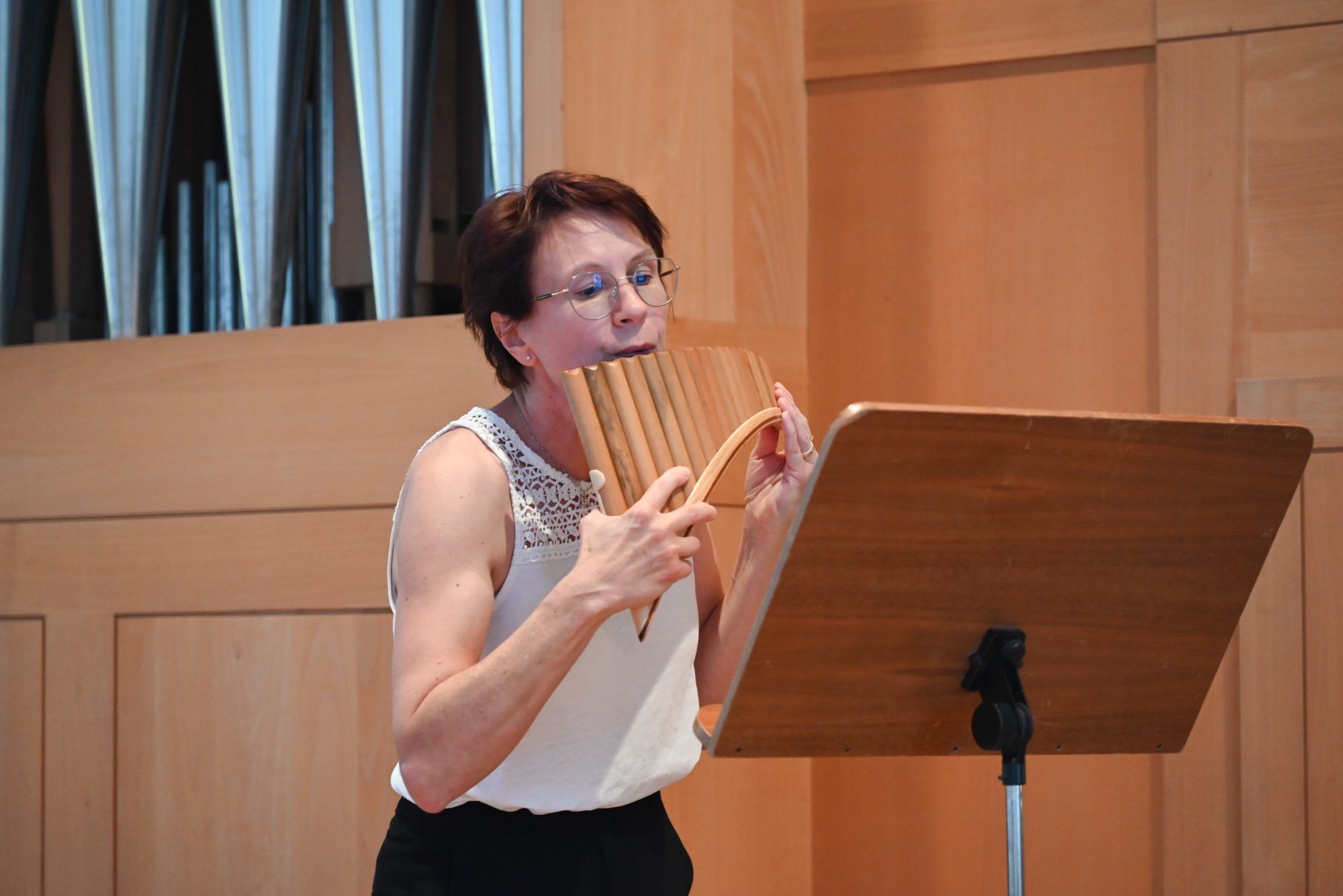 Elke Bilgeri verzauberte an der Panflöte und wurde von ihrer Tochter Jana an der Orgel begleitet.