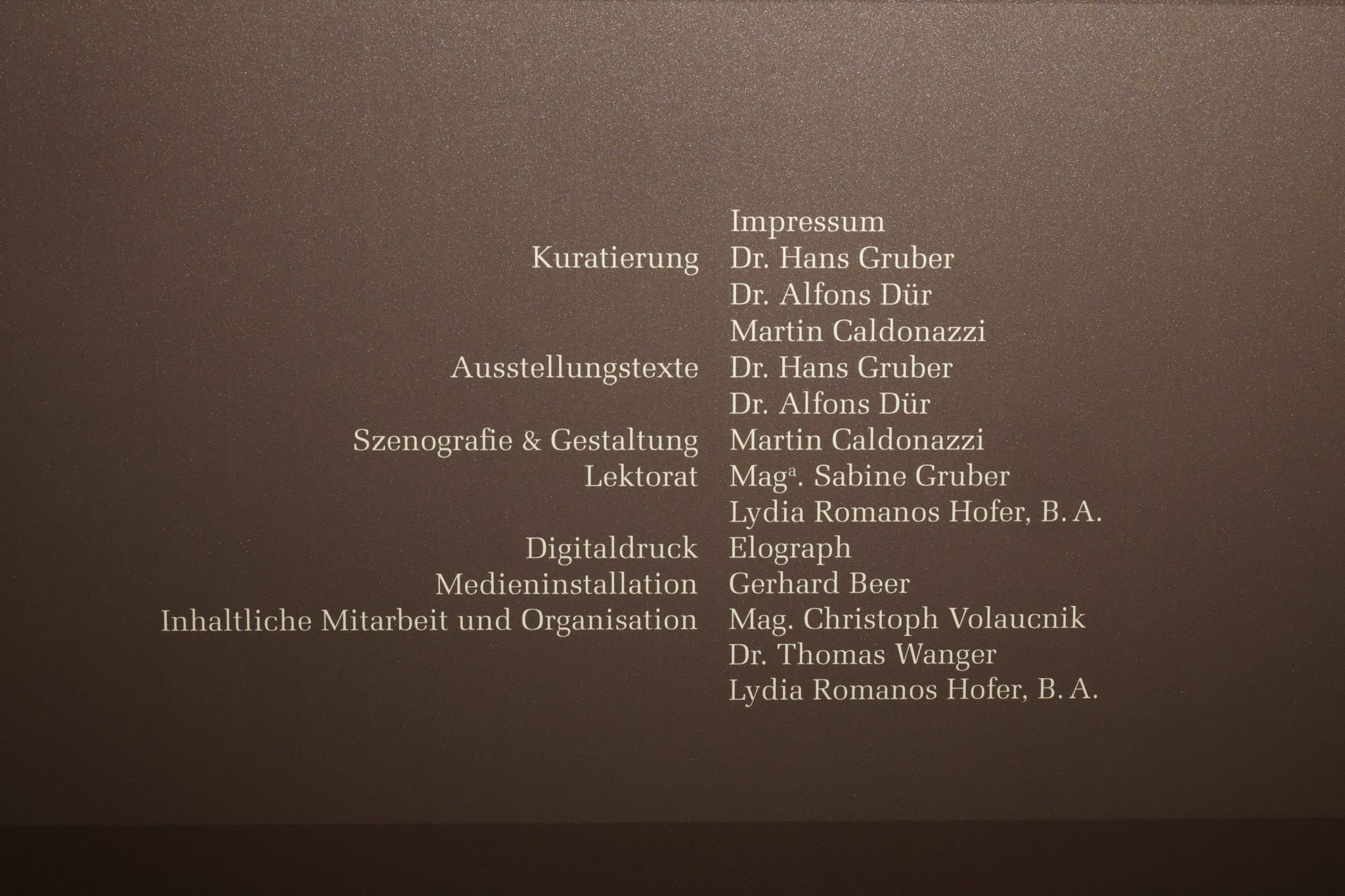 Auflistung der AusstellungsmacherInnen.