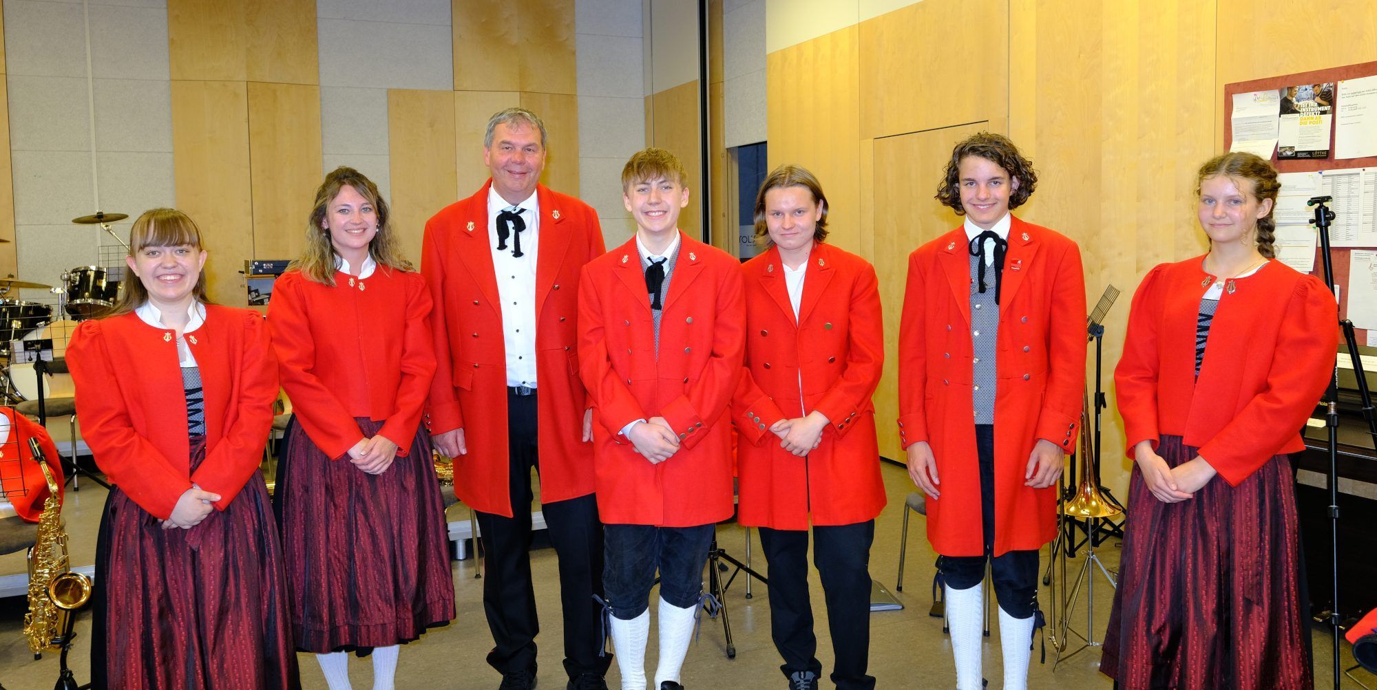 Neu aufgenommen bei der Stadtkapelle Bregenz-Vorkloster wurden Victoria Kätzler, Anna Domschitz, Werner Blenk, Alexander Kätzler, Raffaele Codato, Raphael Piller und Valentina Steurer, im Bild von links.