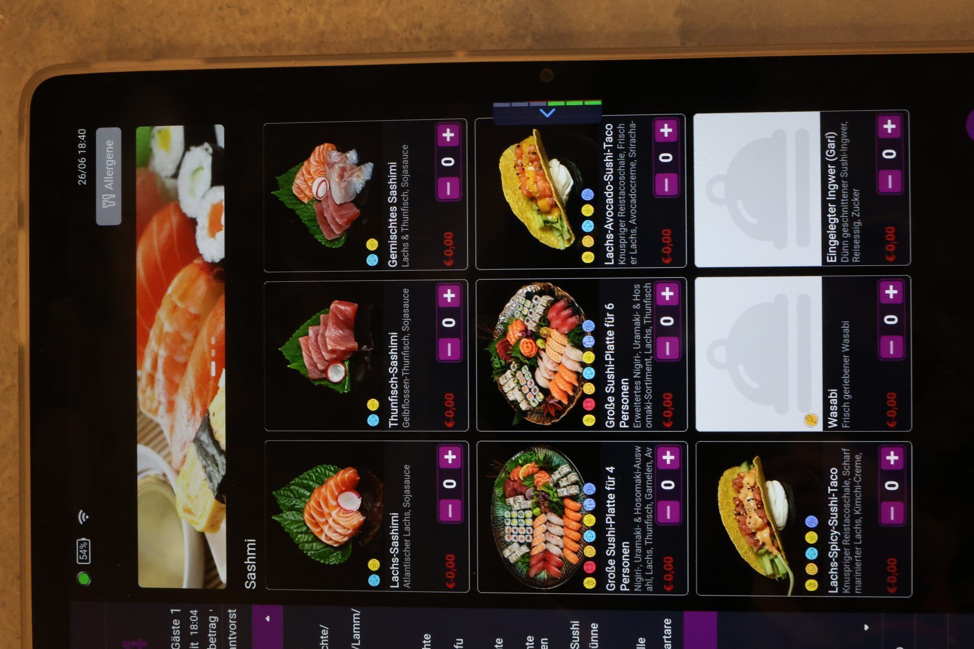 Ein weiterer Teil des auf den Tablets zu findenden, vielfältigen Angebots.