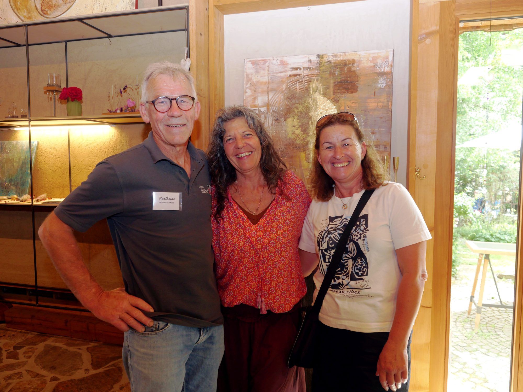 Karlheinz und Annamarie feierten mit Eva Muther-Gstach in Martinas Naturwerkstatt.