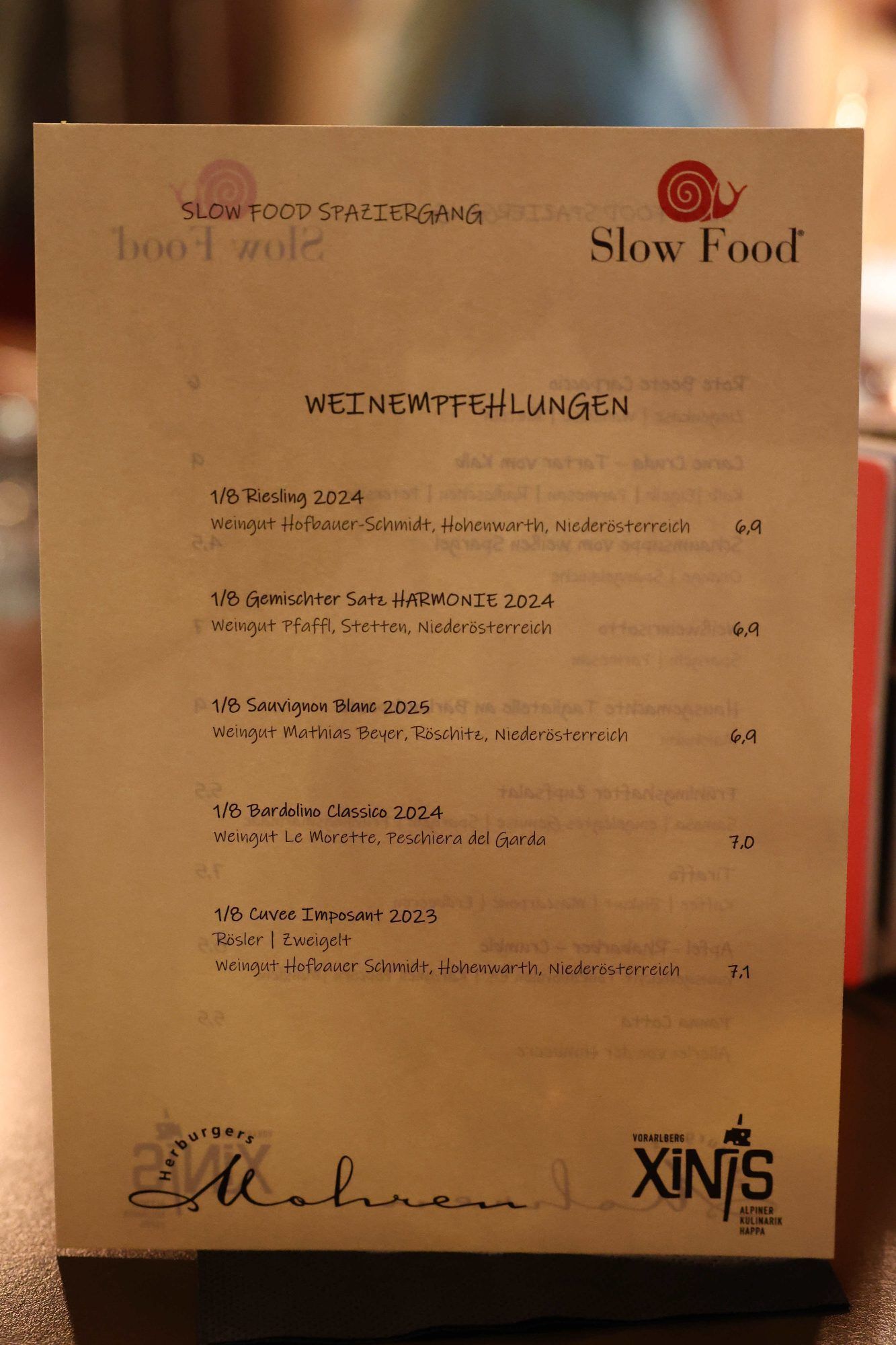 Die passenden Weine dazu.