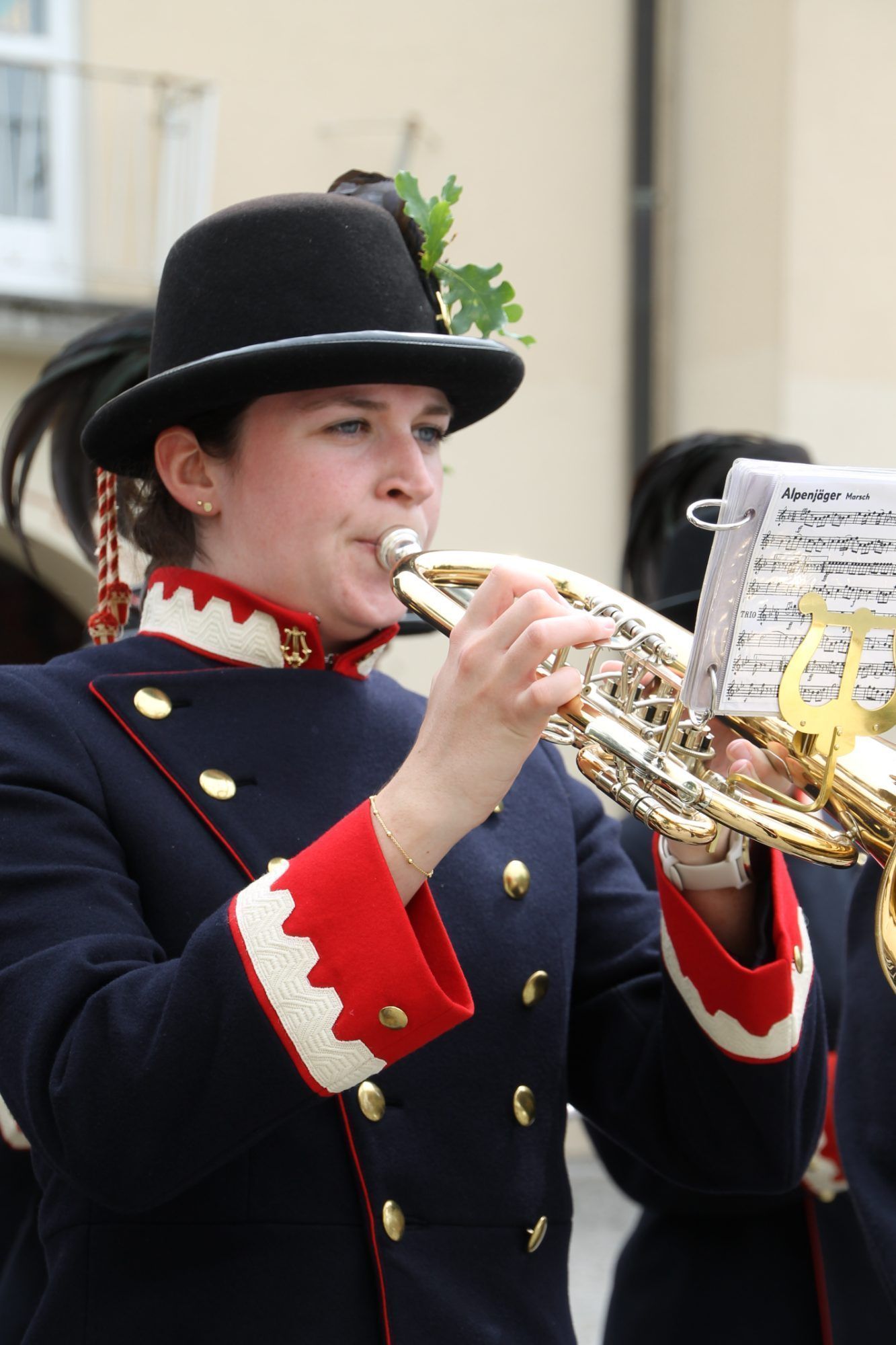 Zu Fronleichnam rückt der Musikverein Hörbranz - übrigens, die älteste Musikkapelle Vorarlbergs - standesgemäß in der historischen Uniform aus.