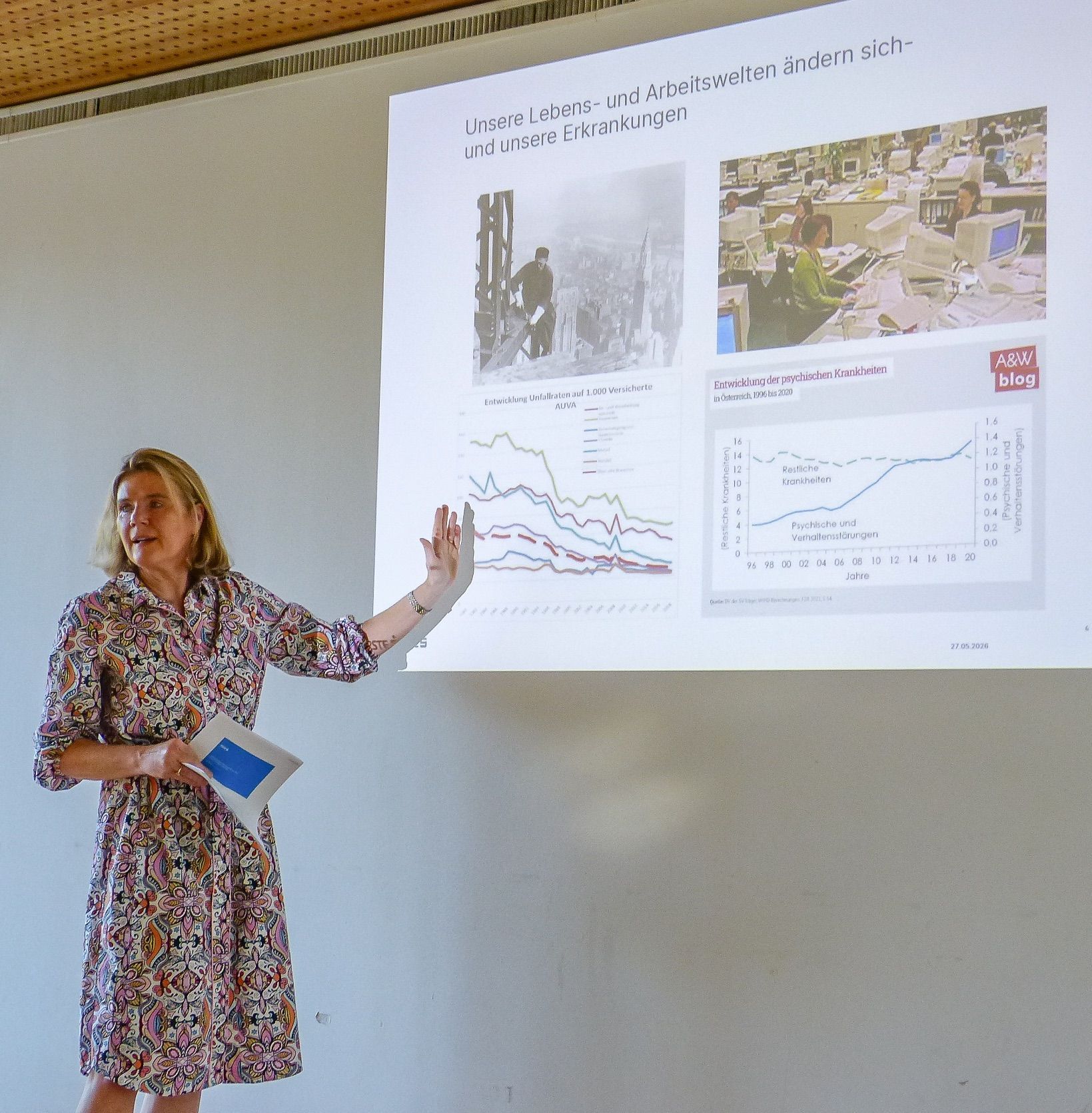 Dr. Eva Höltl zeigte anhand einer Grafik, wie psychische Erkrankungen in den vergangenen 30 Jahren in Österreich zugenommen haben.