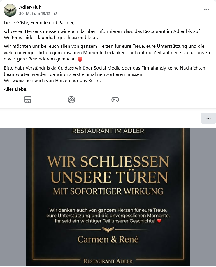 Nach dem Konkurs: So geht es mit dem Adler auf der Fluh weiter
