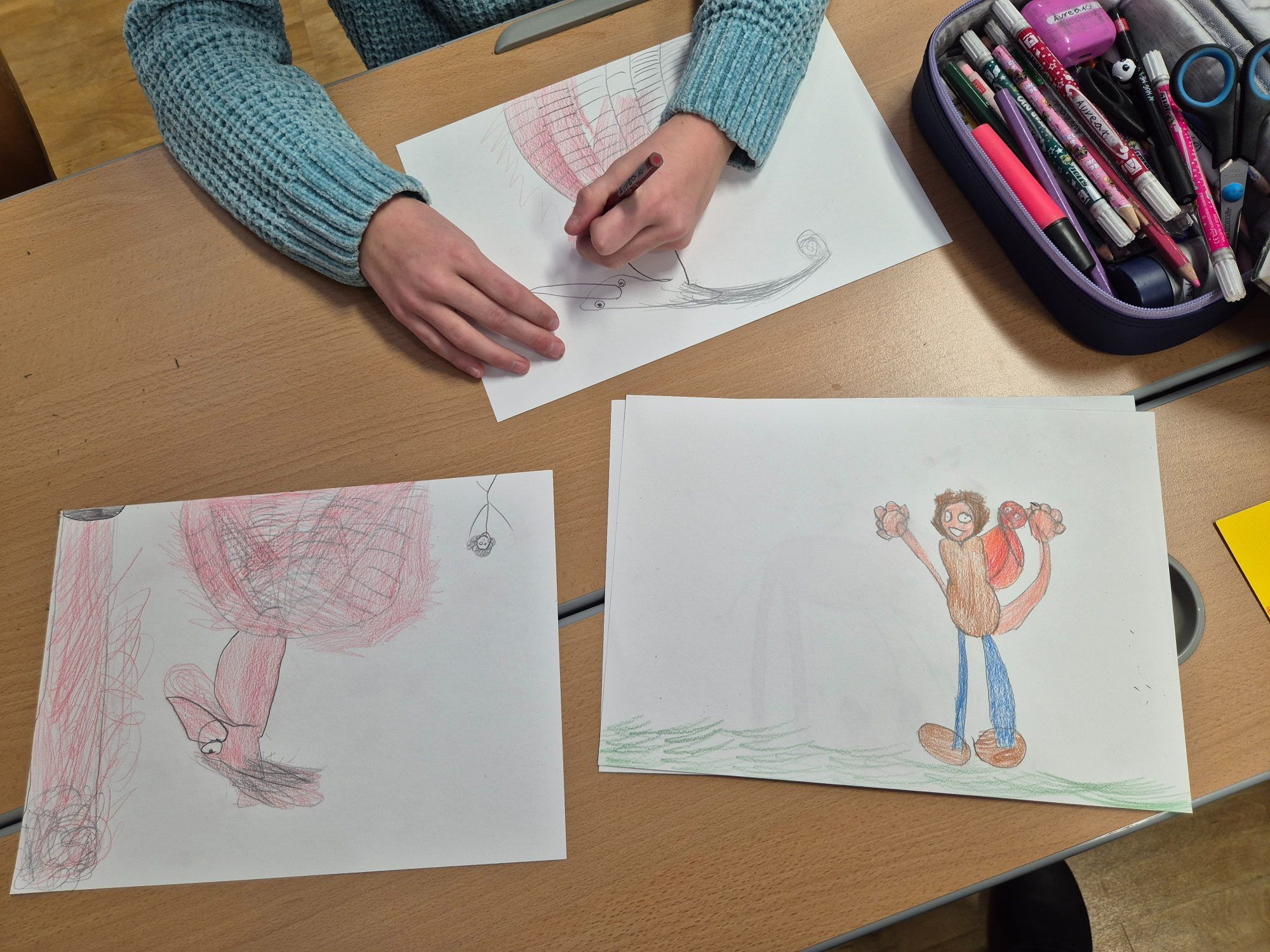 Die Zeichnungen stammen alle aus den Händen der Kinder. (Foto: Klasse 1c)