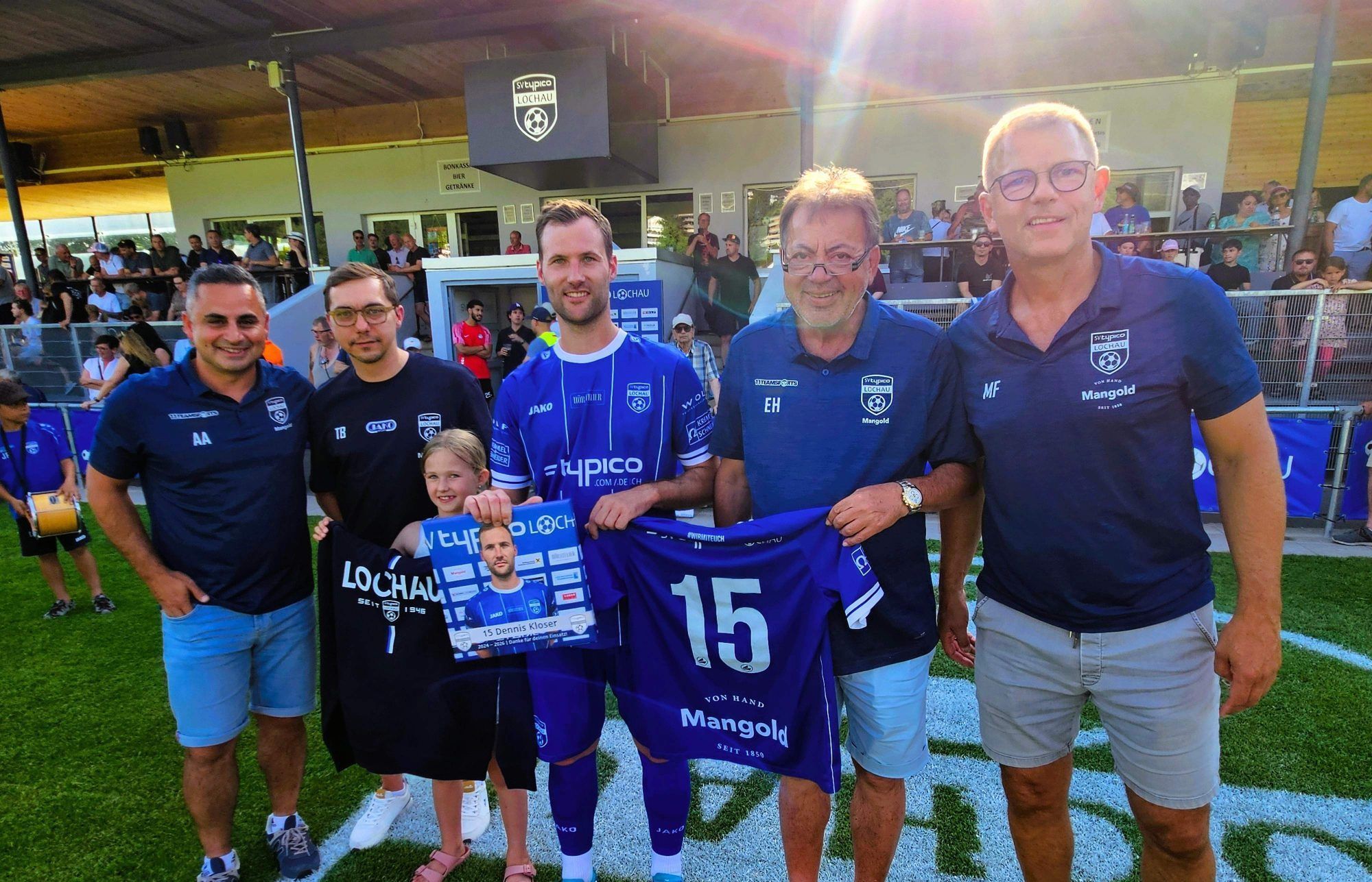 Verabschiedung von Dennis Kloser: Im Bild von links Aydin Akdeniz, Thomas Baldreich, Dennis Kloser, Obmann Egon Haag und Markus Feldkircher.