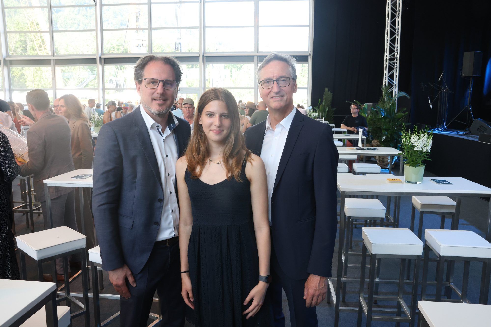 Liebherr-GF Reinhard Krappinger, Tochter Marie undLiebherr-GF Rudolf Ganser.