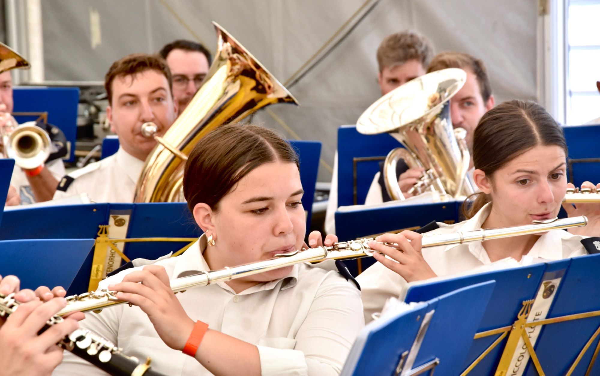 Mitglieder der Bürgermusik Lauterach beim Konzert nach dem Festumzug am letzten Festtag.