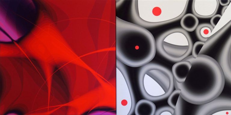 Bild 1 - Marxx Bosch- Coscmic 11, Diptychon. Tinte auf Leinwand, 60x60, 60x60 cm, 2026.jpg