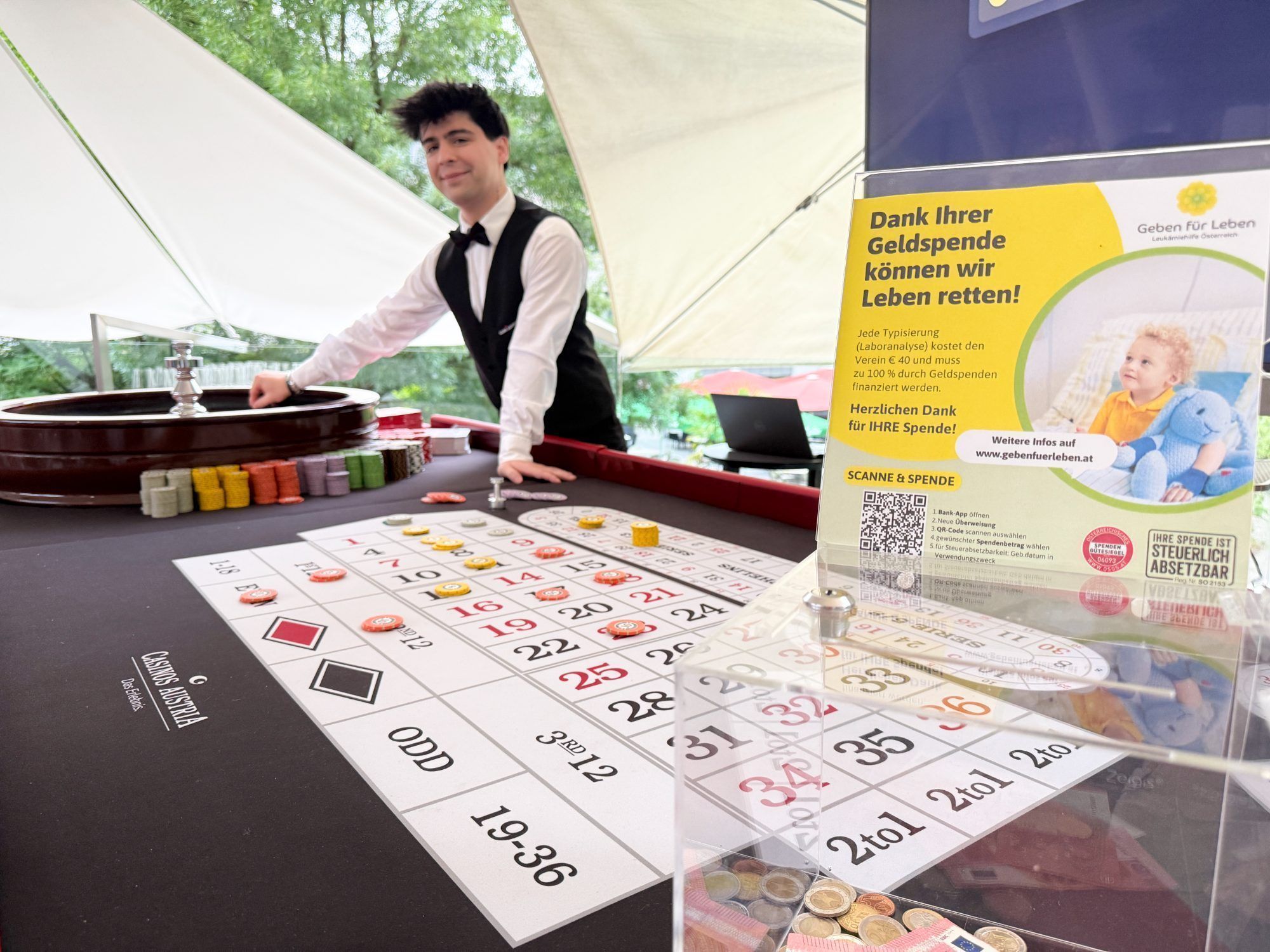 Am „Casino on Tour-Spieltisch - Geben für Leben