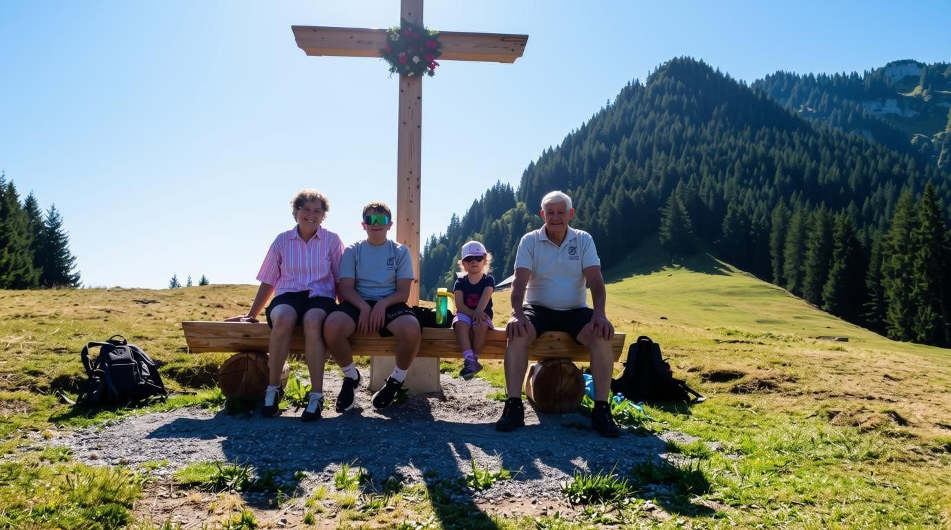 Hannelore, Magnus, Paulina und Franz waren unter den ersten Gästen am Kreuz.