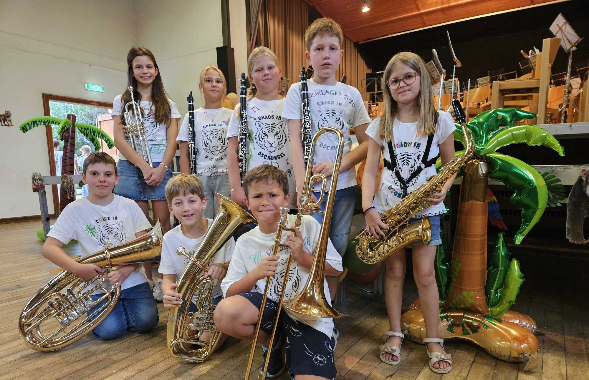 Musikanten im Alter von neun bis zwanzig Jahren, von der „Rasselbande“ bzw. von der „Jungmusik Lochau“, waren beim Lochauer Musiklager 2026 mit dabei.