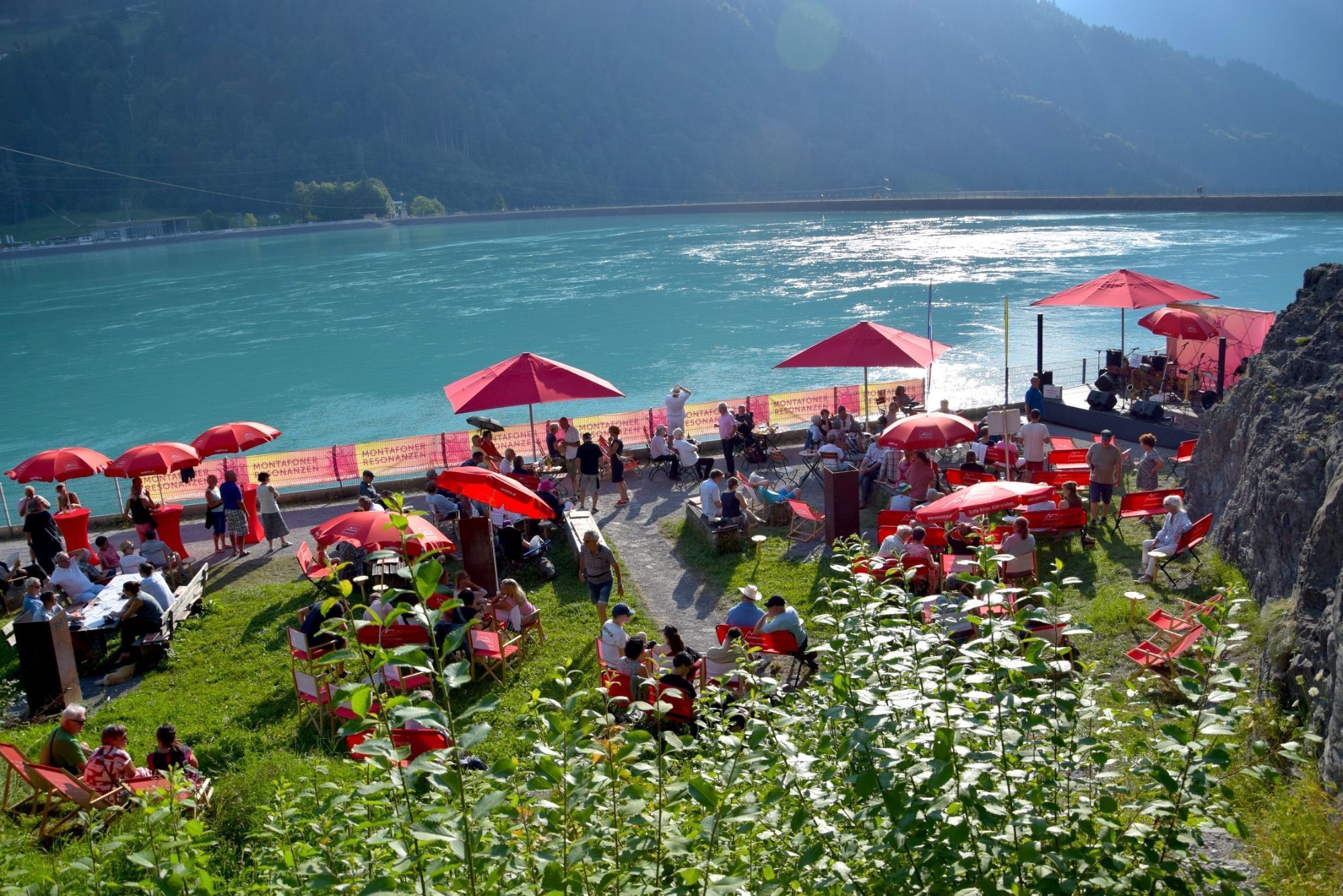Jazz am Stausee in Tschagguns-Latschau mit der Hallodrian Jazzband, 2024.