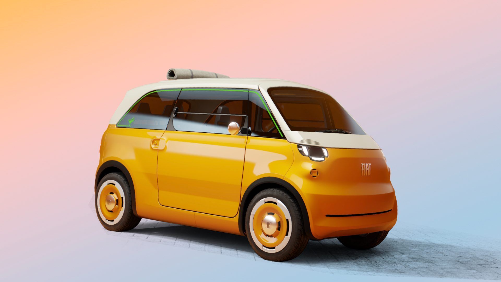 Mit dem Multiplina beschreitet Fiat ab 2027 neue Wege im Segment der Micro-Cars: Der viersitzige Elektro-City-Flitzer wird legal als 125er-Quad gelten und mit passendem Führerschein ab 16 Jahren zu lenken sein