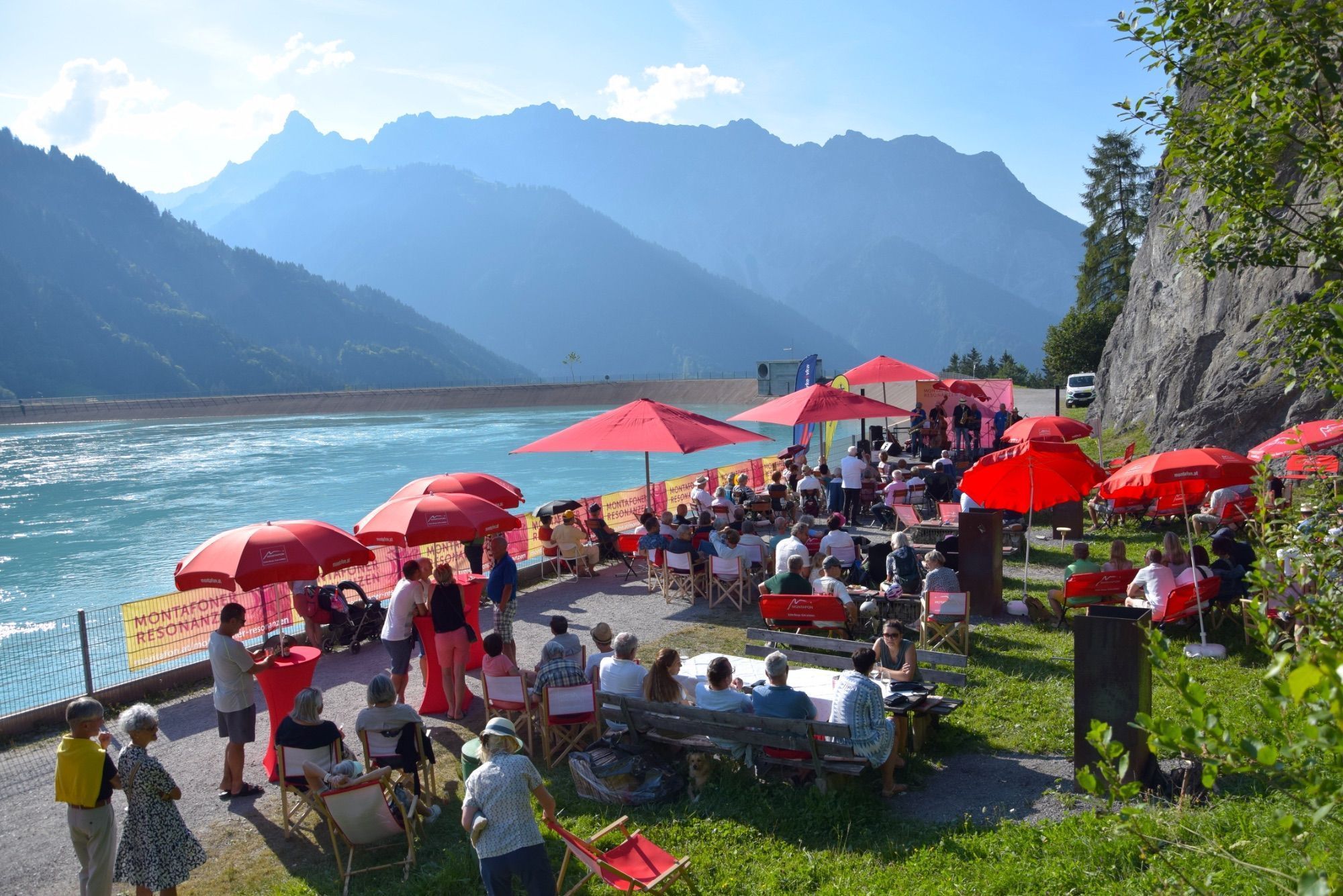 Jazz am Stausee in Tschagguns-Latschau mit der Hallodrian Jazzband, 2024.