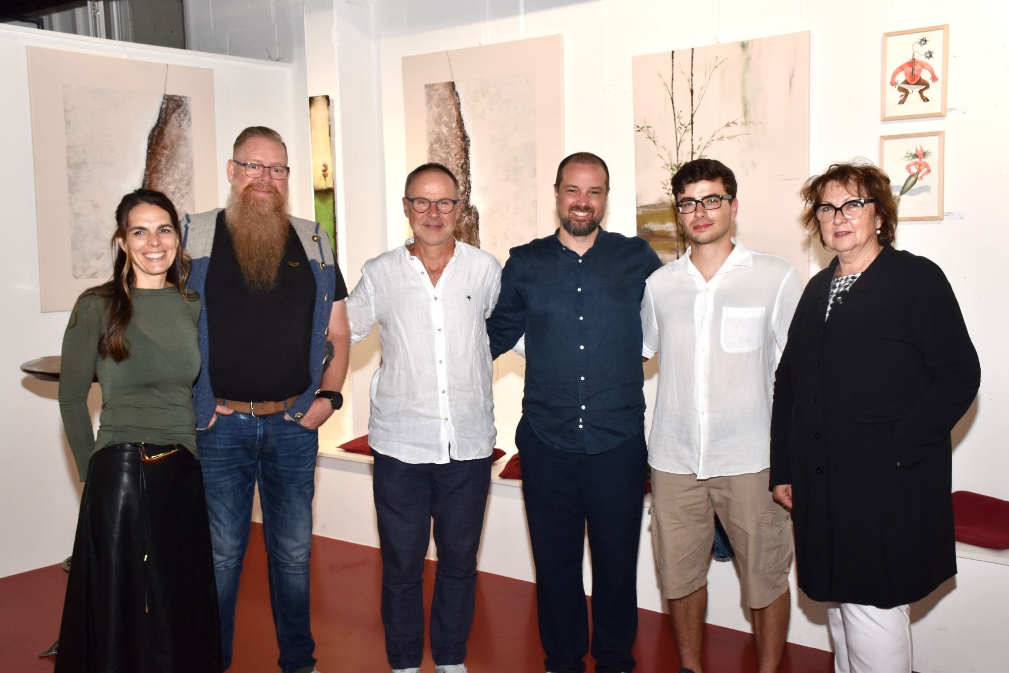 Cornelia Pecoraro, Markus Khüny, Peter Zwerger, Daniel Bragagna, Markus Zwerger und Galeristin Sigrid Fritsche im kukuphi.