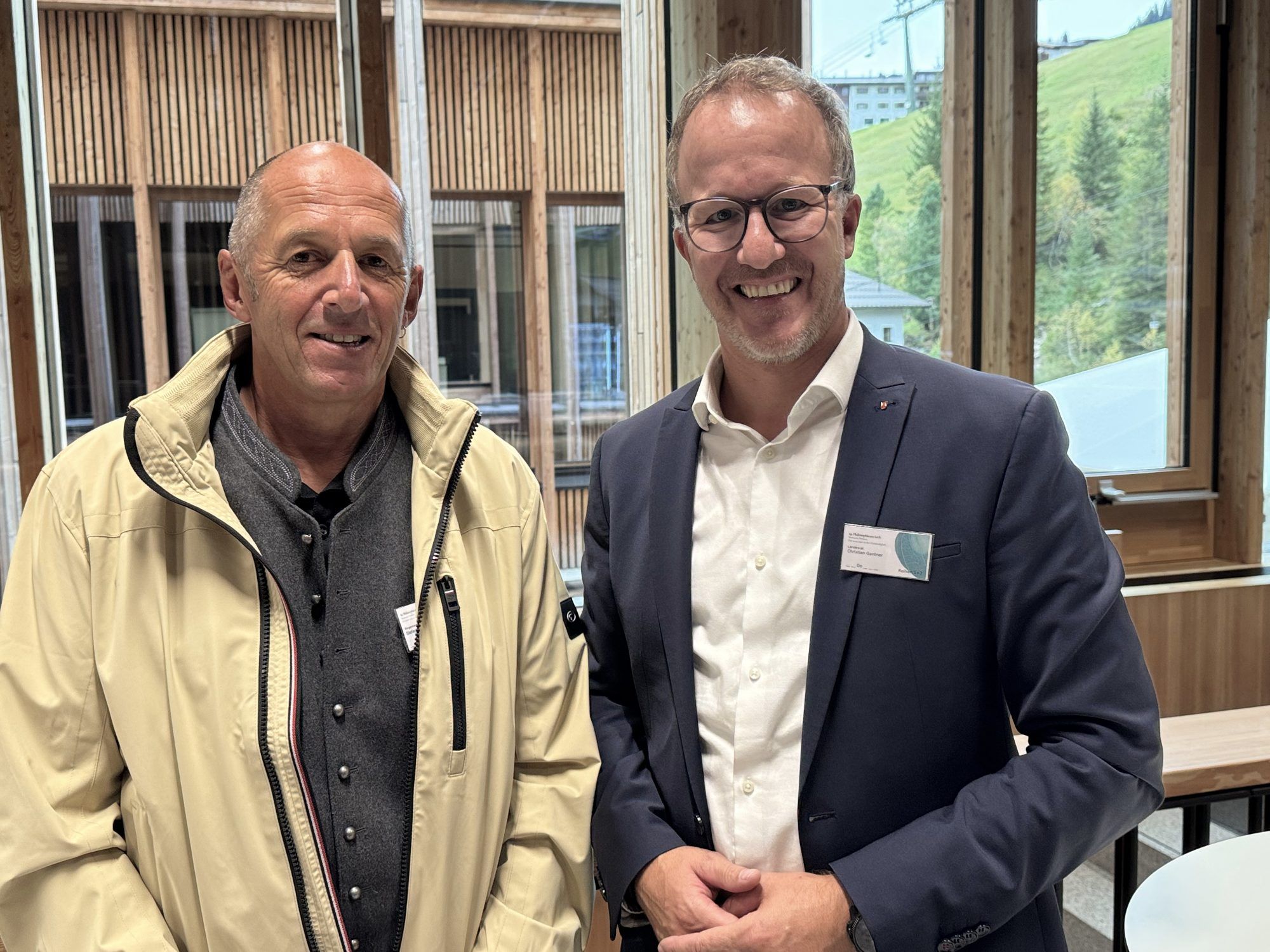 Bürgermeister Stefan Strolz (Warth) und Landesrat Christian Gantner.