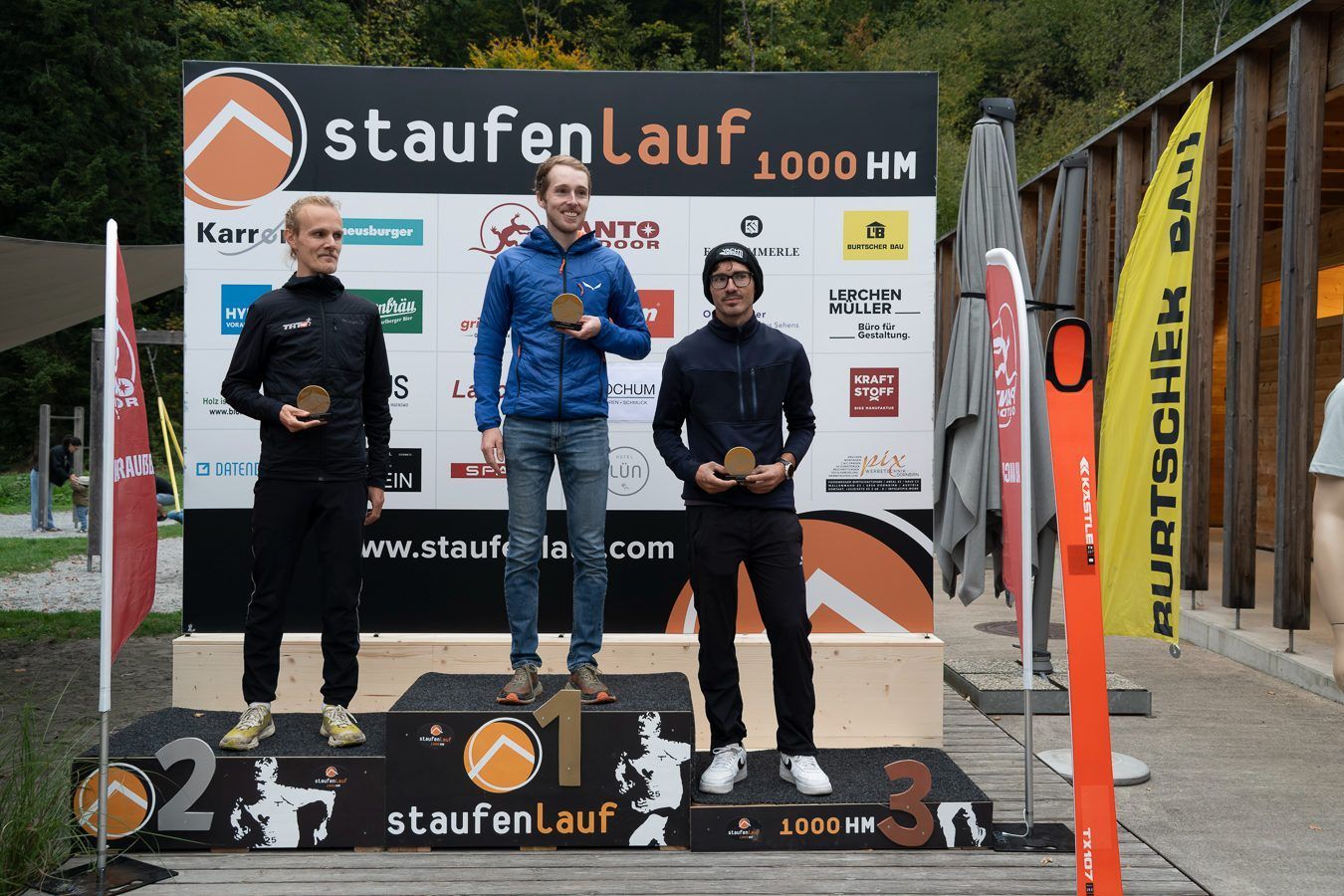 Das Podium der Männer beim Staufenlauf. PRIVAT