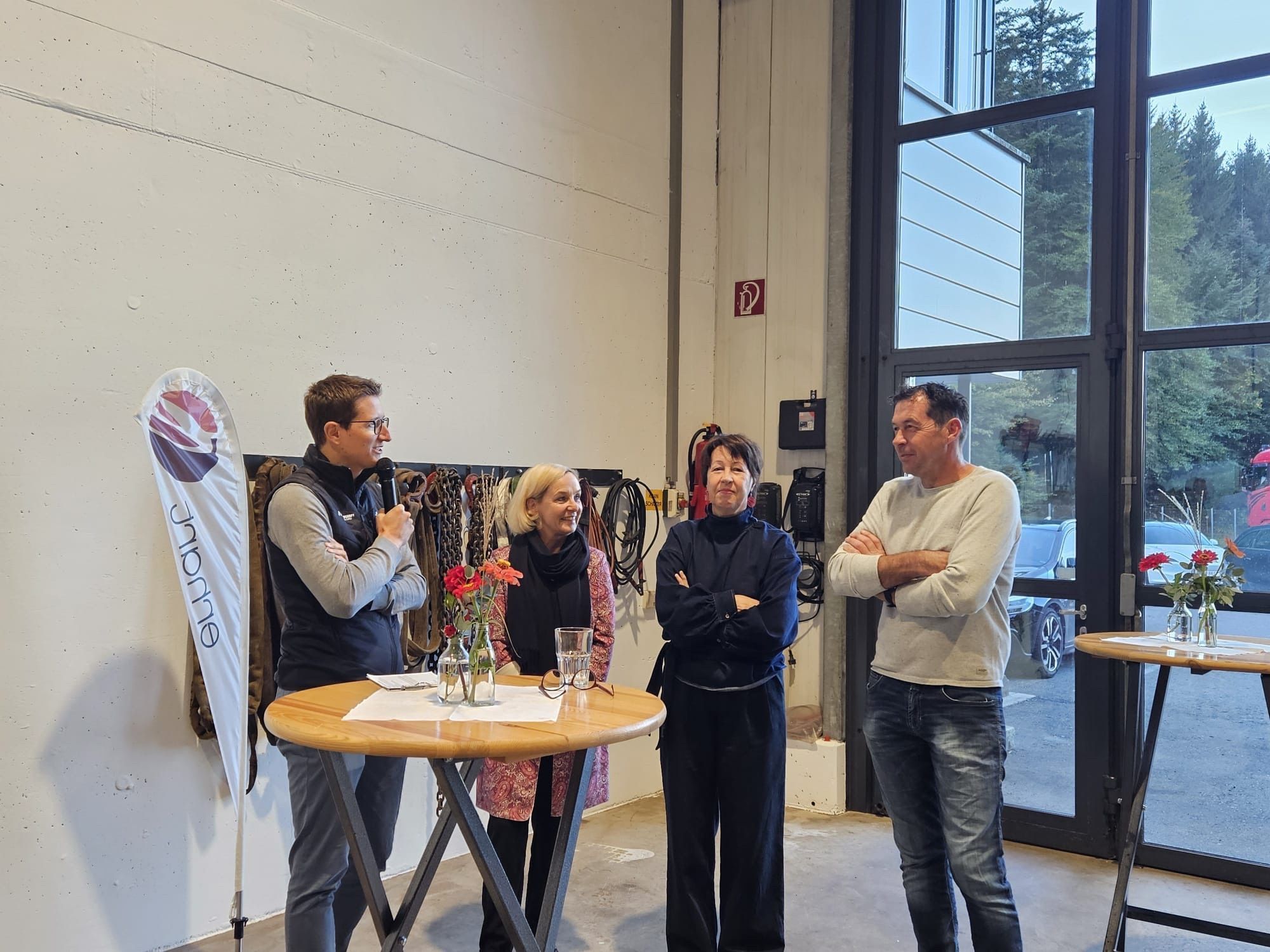 Info-Runde: Michael Fritz, Heike Montiperle, Judith Mäser und Claus Erhart.