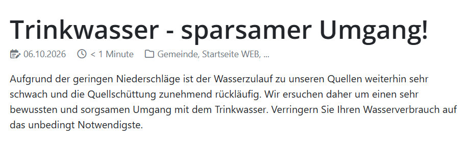 Gemeinden rufen zum sparsamen Umgang mit Wasser auf: "Lage außergewöhnlich"