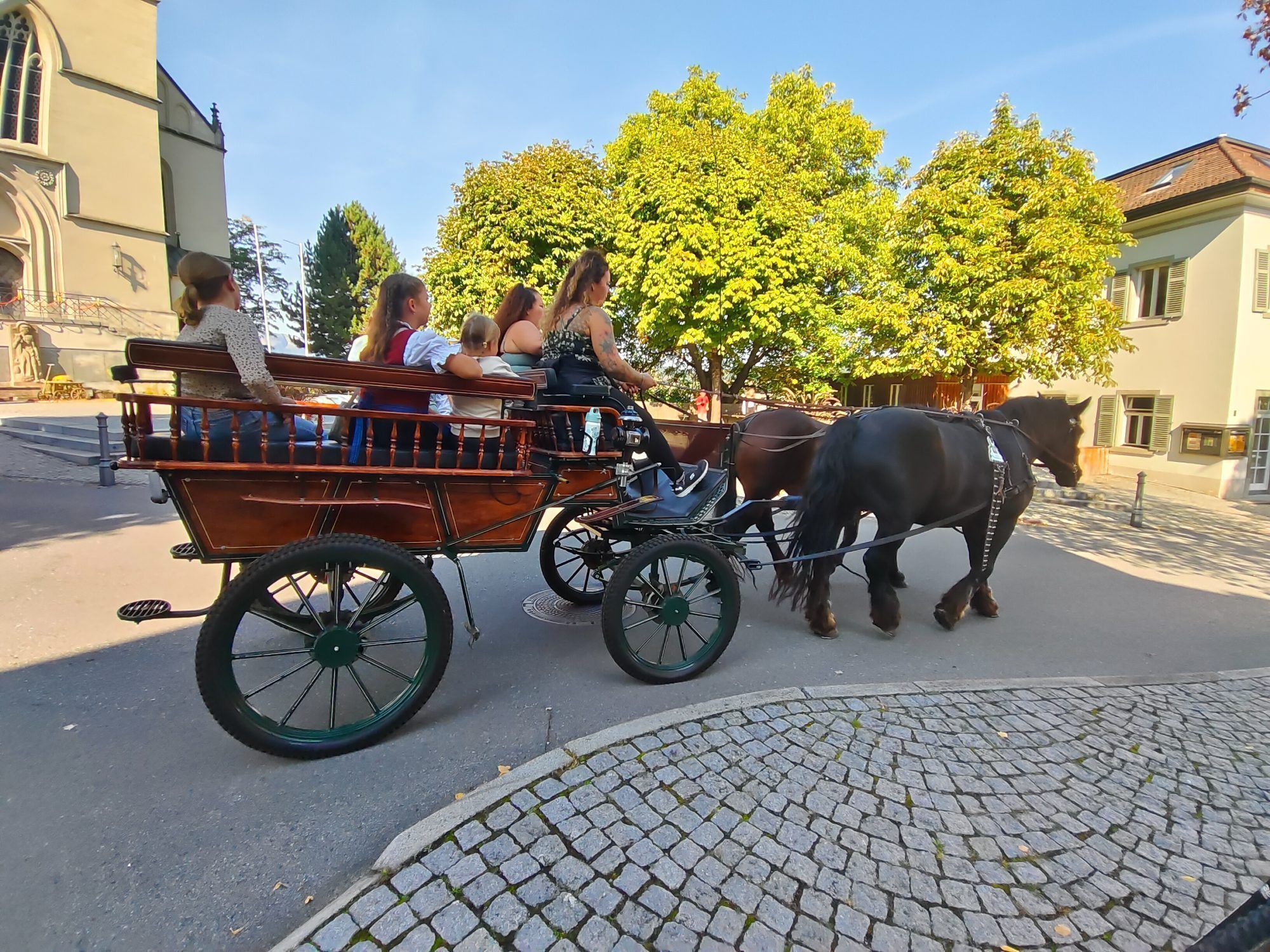 Kutschenfahrten als Publikumsmagnet: Claudia und Daniela Tschabrun sorgten mit ihren Kutschenfahrten für leuchtende Augen bei den jüngsten Hoffest-Besuchern.