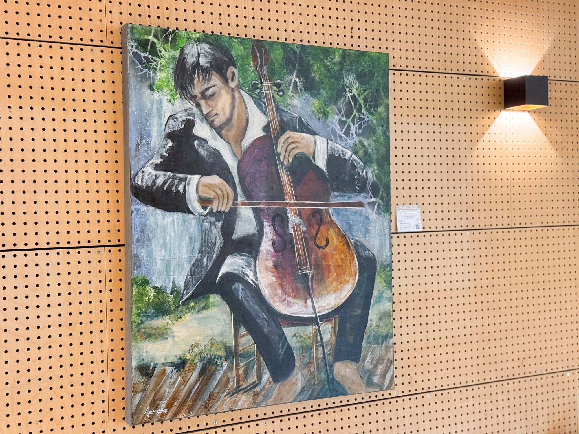 Cello am Bach gezeichnet von Andrea Fesenmayr