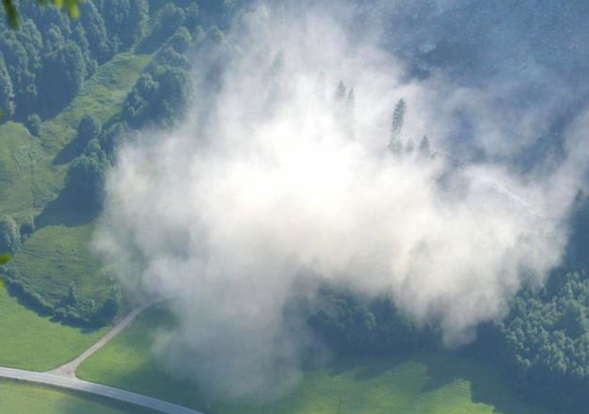 Wie alles begann: Weil der Brandschrofen abzubrechen drohte, mussten im Juni 2002 rund 20.000 Kubikmeter Fels - die in einer riesigen Staubwolke herunterdonnerten - abgesprengt werden, damit Mevo 2007 seinen Betrieb errichten konnte und jetzt grünes Licht für Briganto und Felder-Metall gegeben werden konnte. Hofmeister (1)