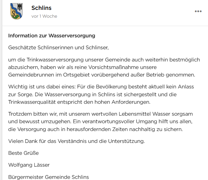 Gemeinden rufen zum sparsamen Umgang mit Wasser auf: "Lage außergewöhnlich"